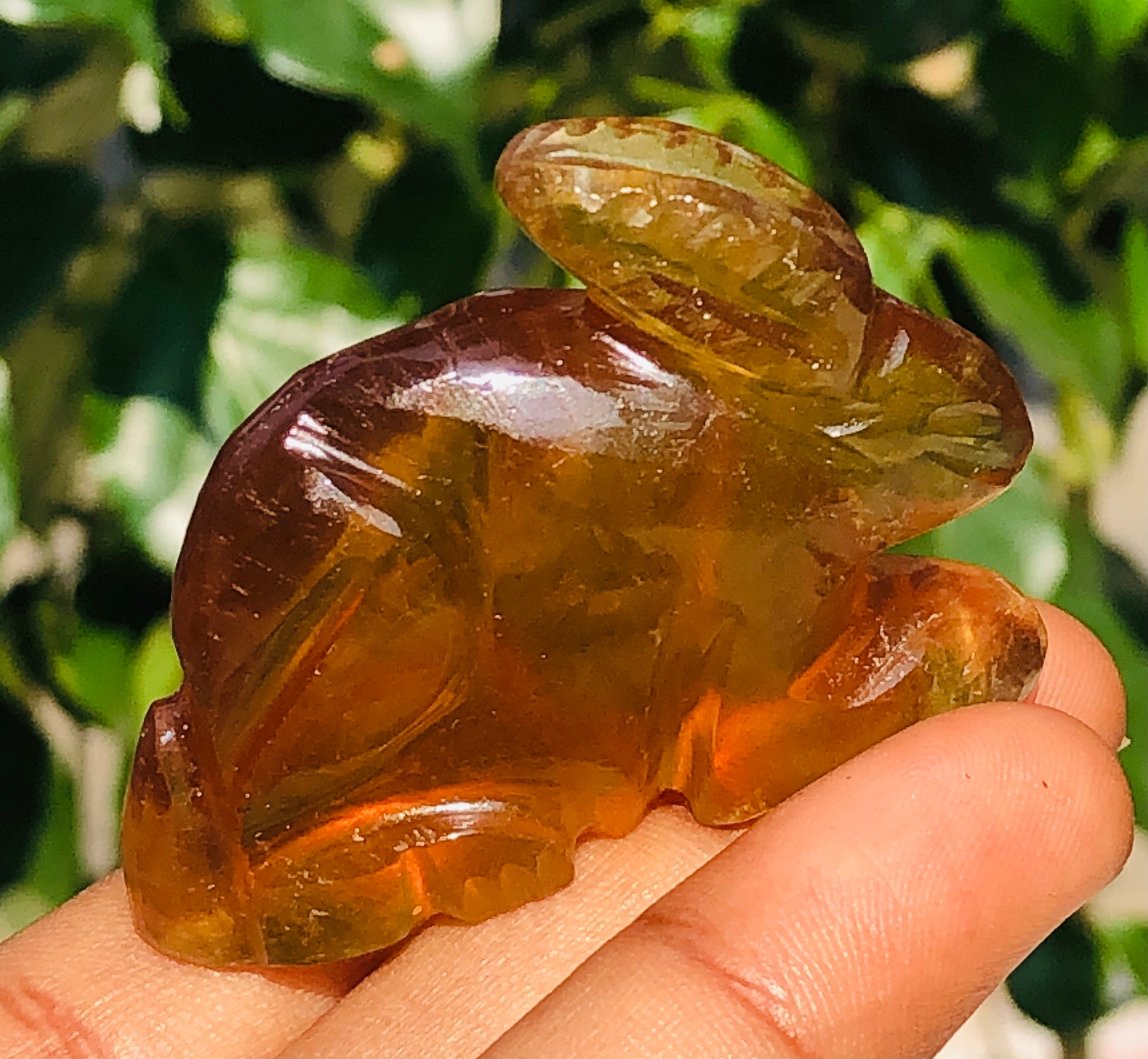 Natural 195.00 Cts Genuine Yellow Fluorite Carved Premium Crystal Bunny
