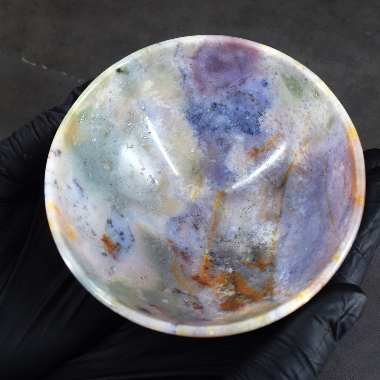 Extraordinary 498.00 Carats Genuine Multicolor Moss Agate Hand Carved Crystal Gemstone Carving Big Bowl