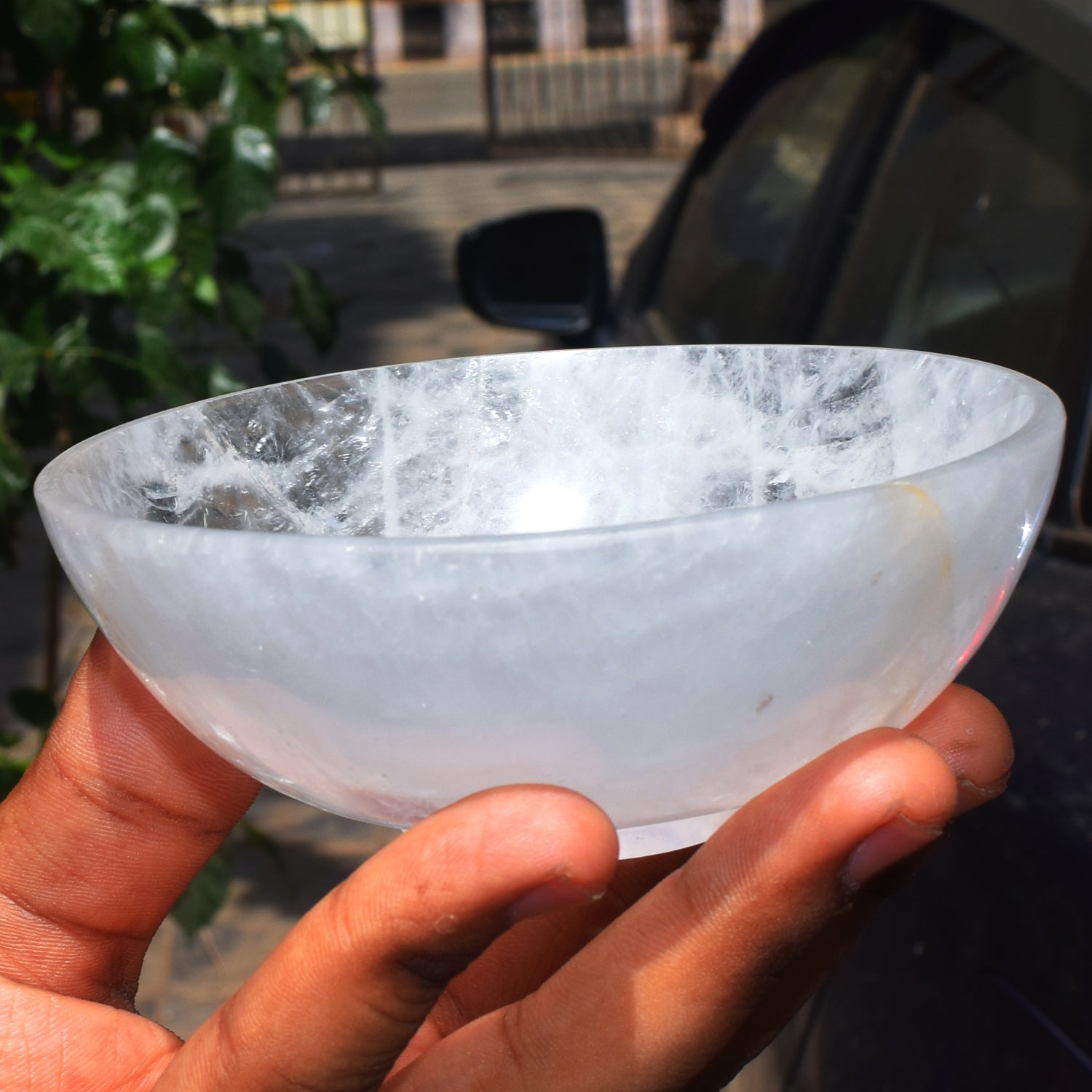 Massive 1060.00 Carats Genuine White Quartz Hand Carved Crystal Gemstone Carving Big Bowl
