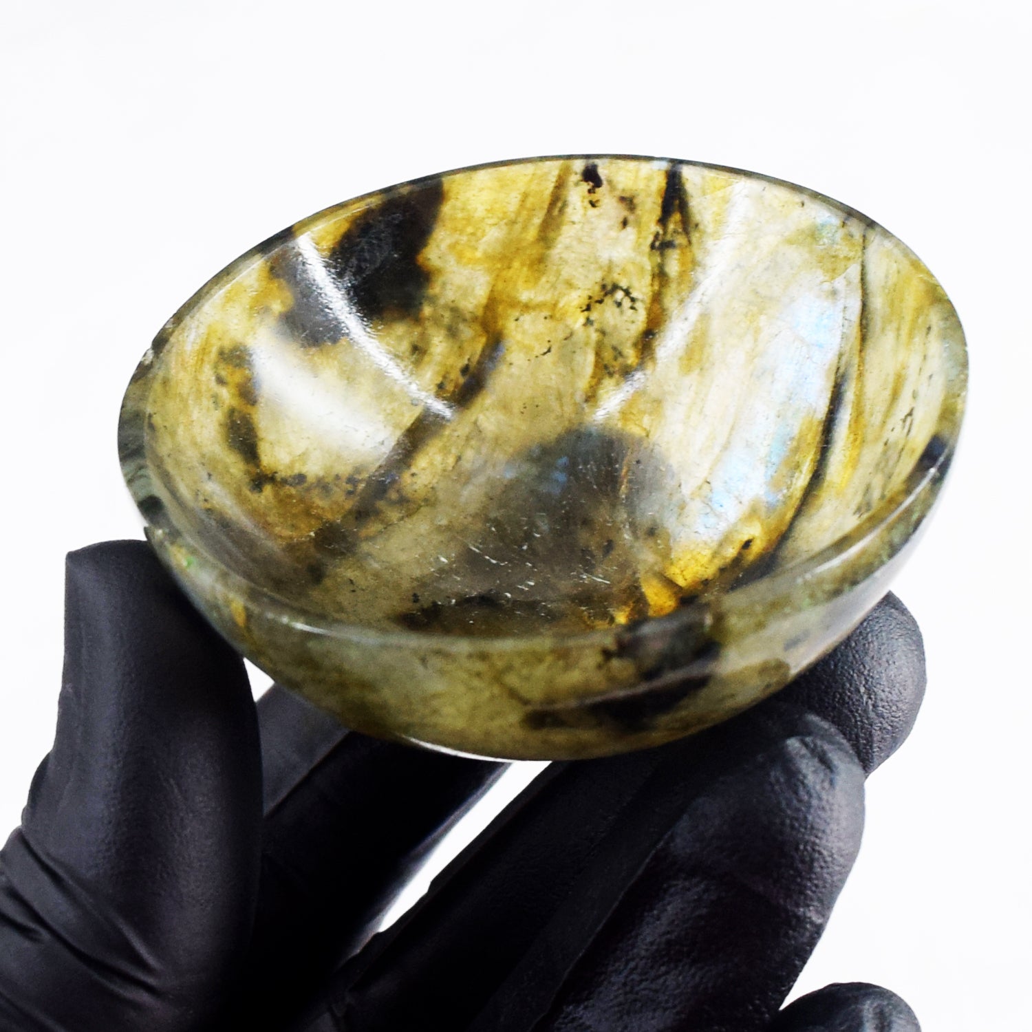 Amazing 138.00 Carats Genuine Labradorite Hand Carved  Crystal Gemstone Carving Bowl