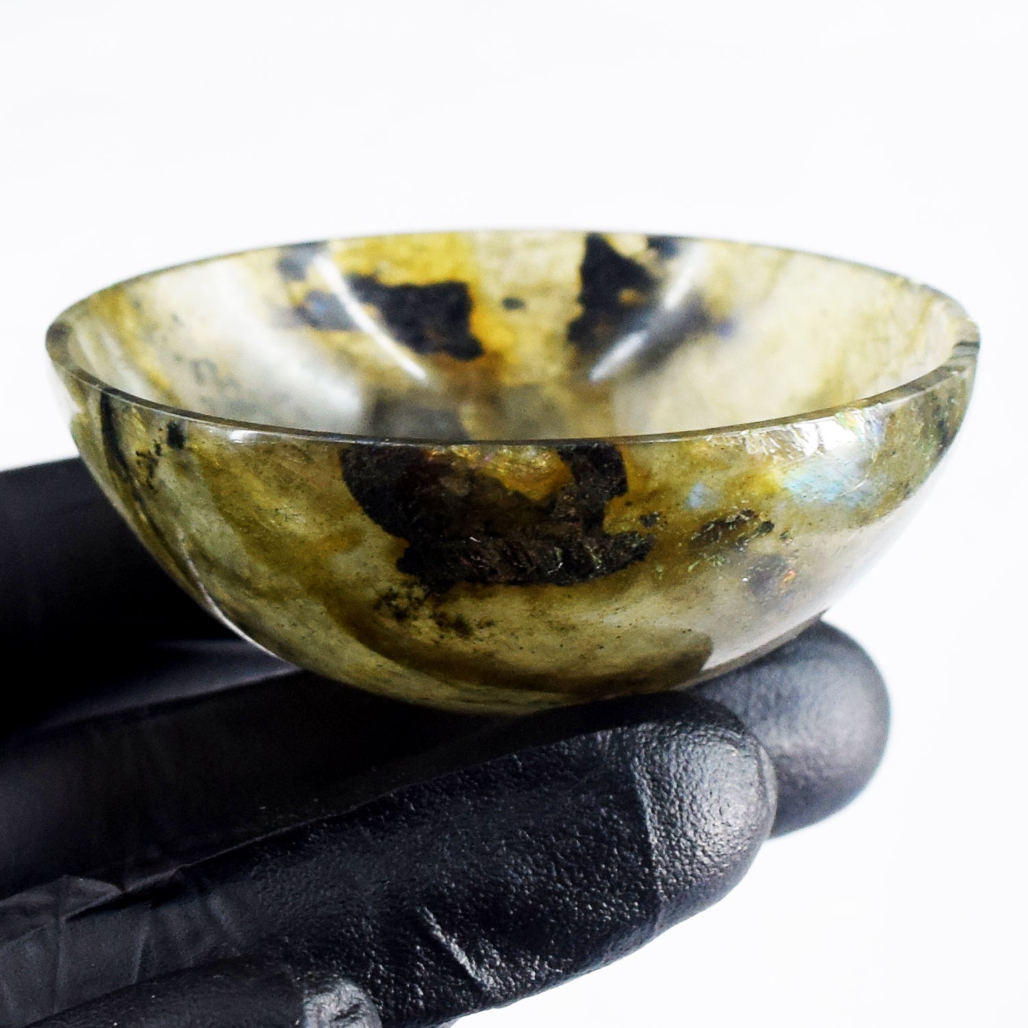 Amazing 138.00 Carats Genuine Labradorite Hand Carved  Crystal Gemstone Carving Bowl