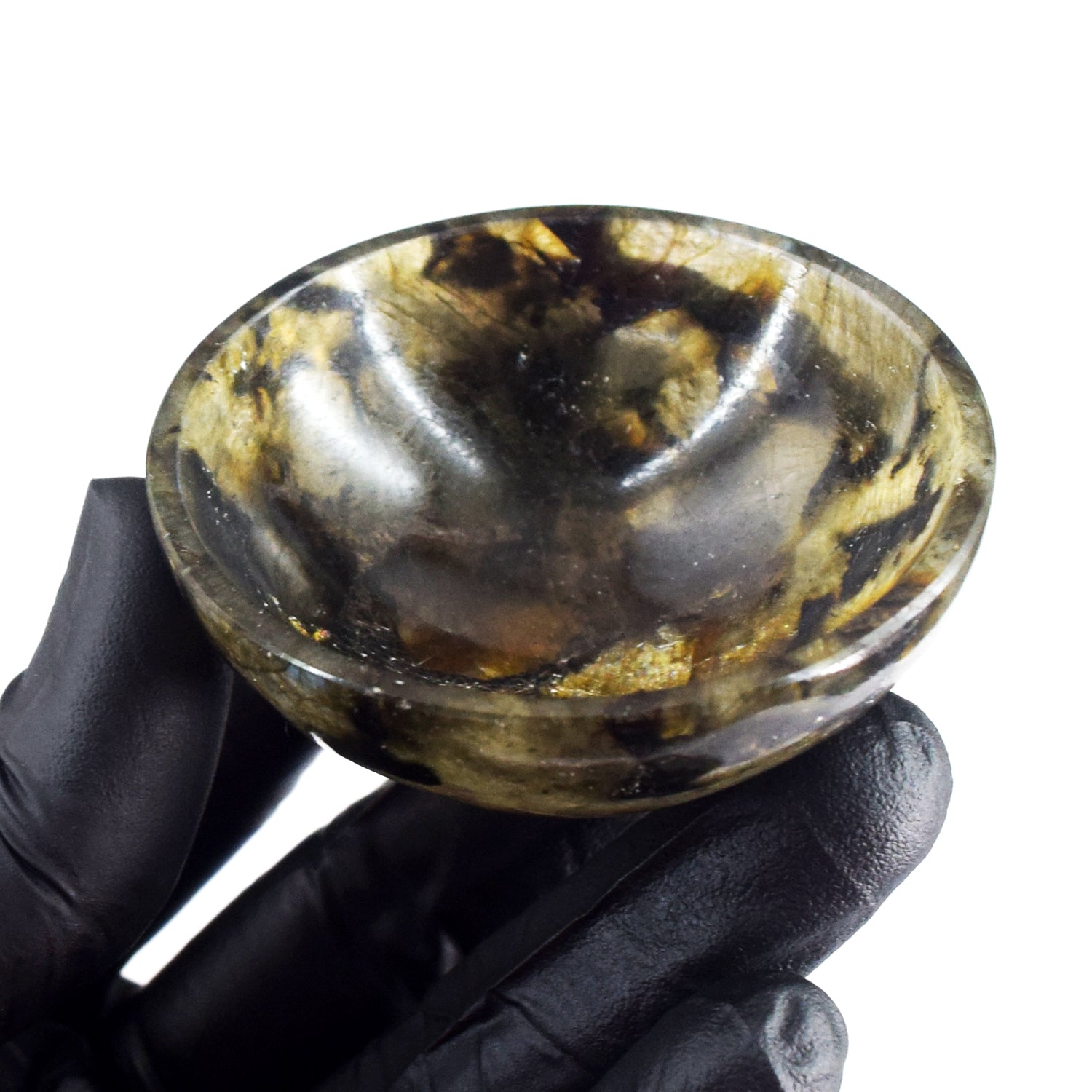 Artisian 174.00 Carats Genuine  Labradorite Hand Carved Crystal Gemstone  Carving Bowl
