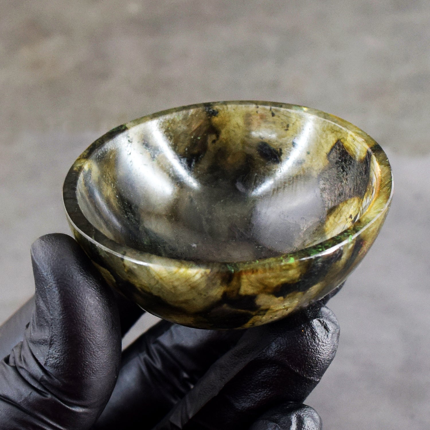 Amazing 221.00 Carats Genuine Labradorite Hand Carved  Crystal Gemstone Carving Bowl