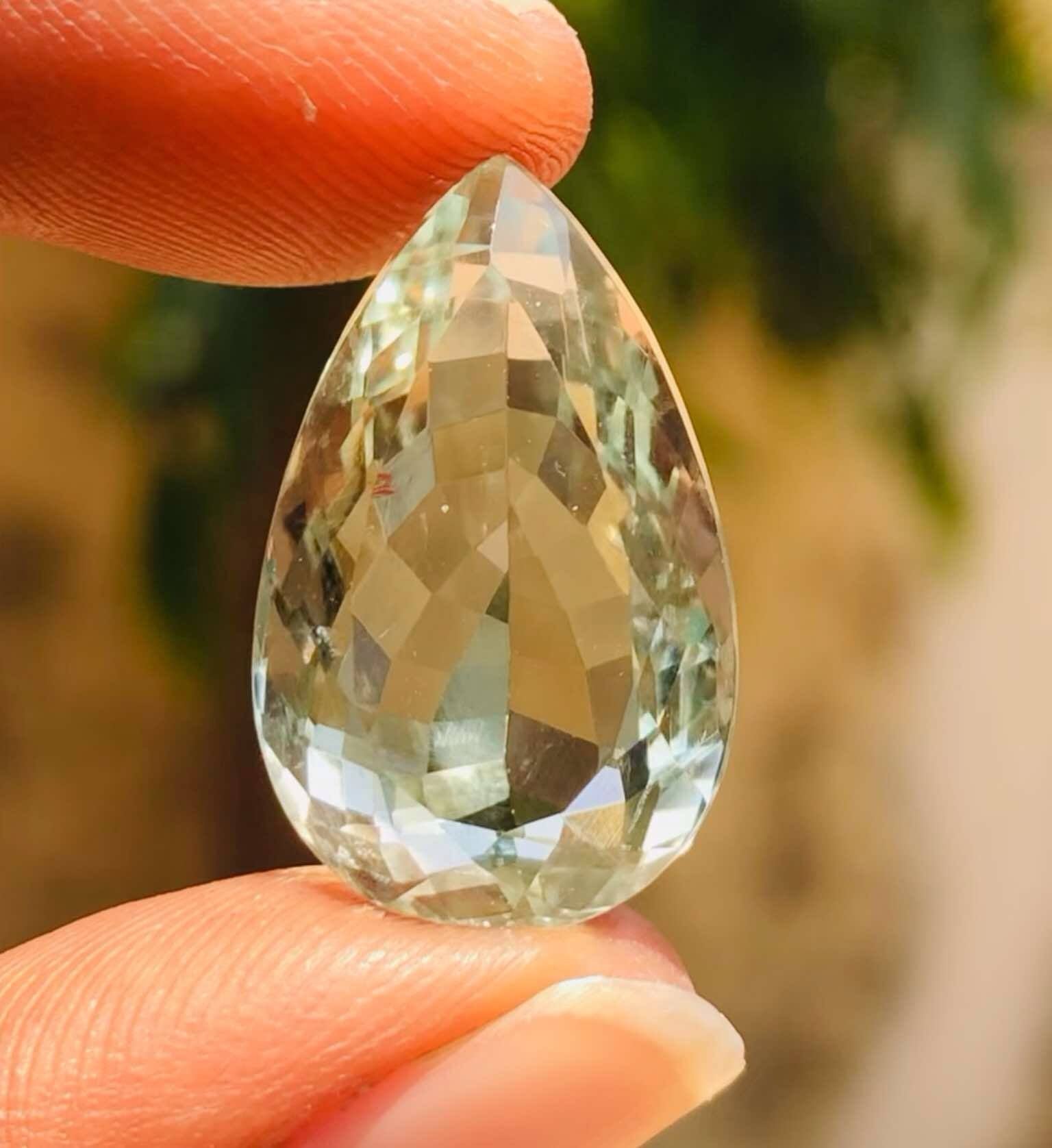 Untreated 21.00 Cts Genuine Prasiolite Faceted Loose Gemstone