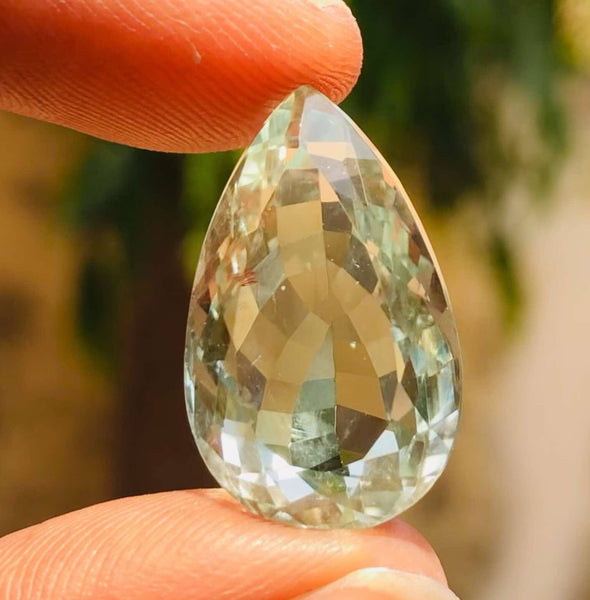 Untreated 21.00 Cts Genuine Prasiolite Faceted Loose Gemstone