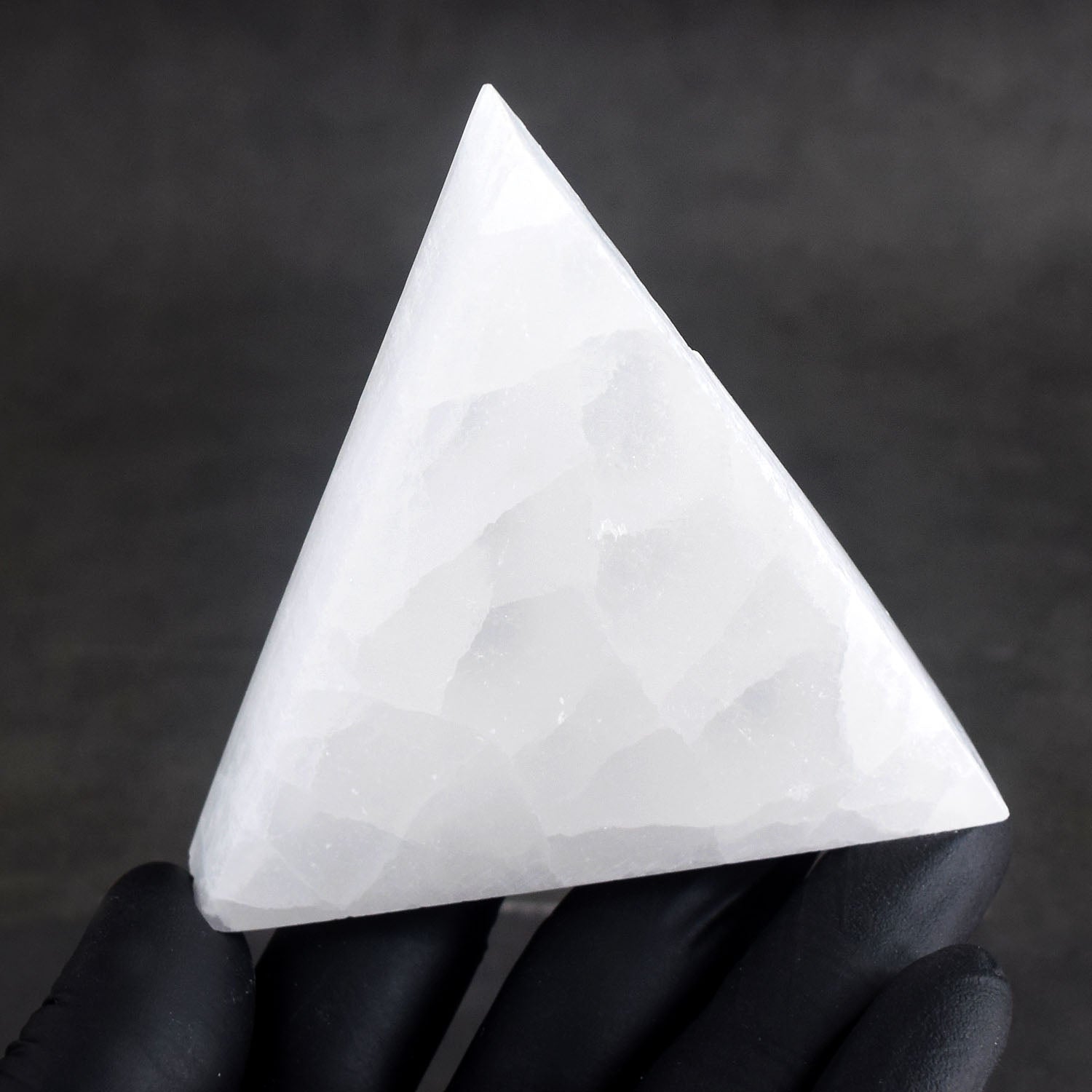 Majestic 650.00 Cts Genuine Selenite Healing Gemstone Crystal Triangle