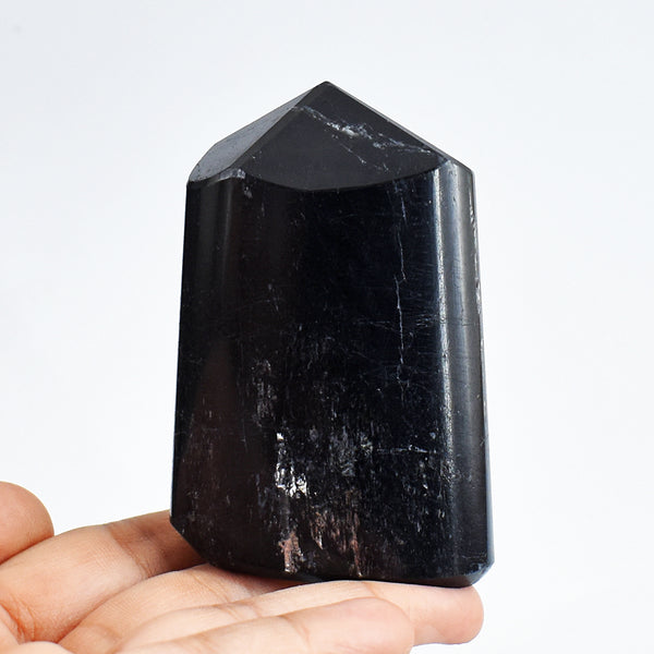 Exclusive  1430.00 Carats  Genuine  Black  Spinel Hand  Carved Crystal  Healing  Gemstone Point