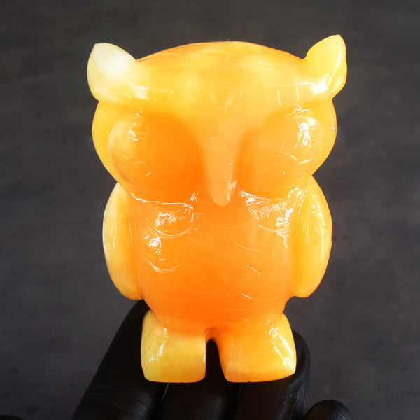 Gorgeous 1402.00 Cts Genuine Yellow Rhodochrosite Hand Carved Gemstone Premium Crystal Owl