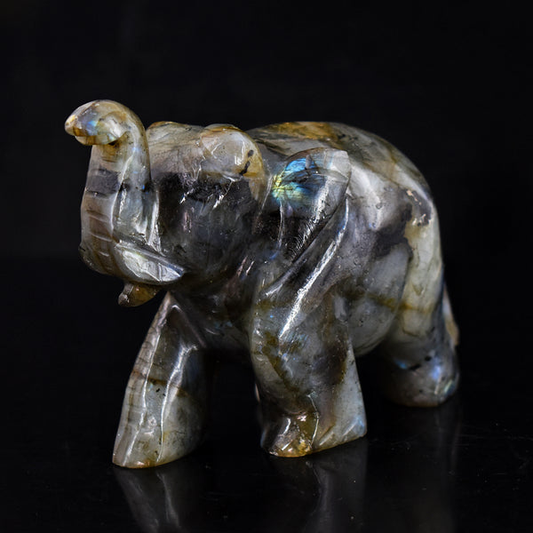 Blue Flash  Labradorite 1872.00 Cts  Genuine  Hand Carved Crystal Gemstone Carving Elephant