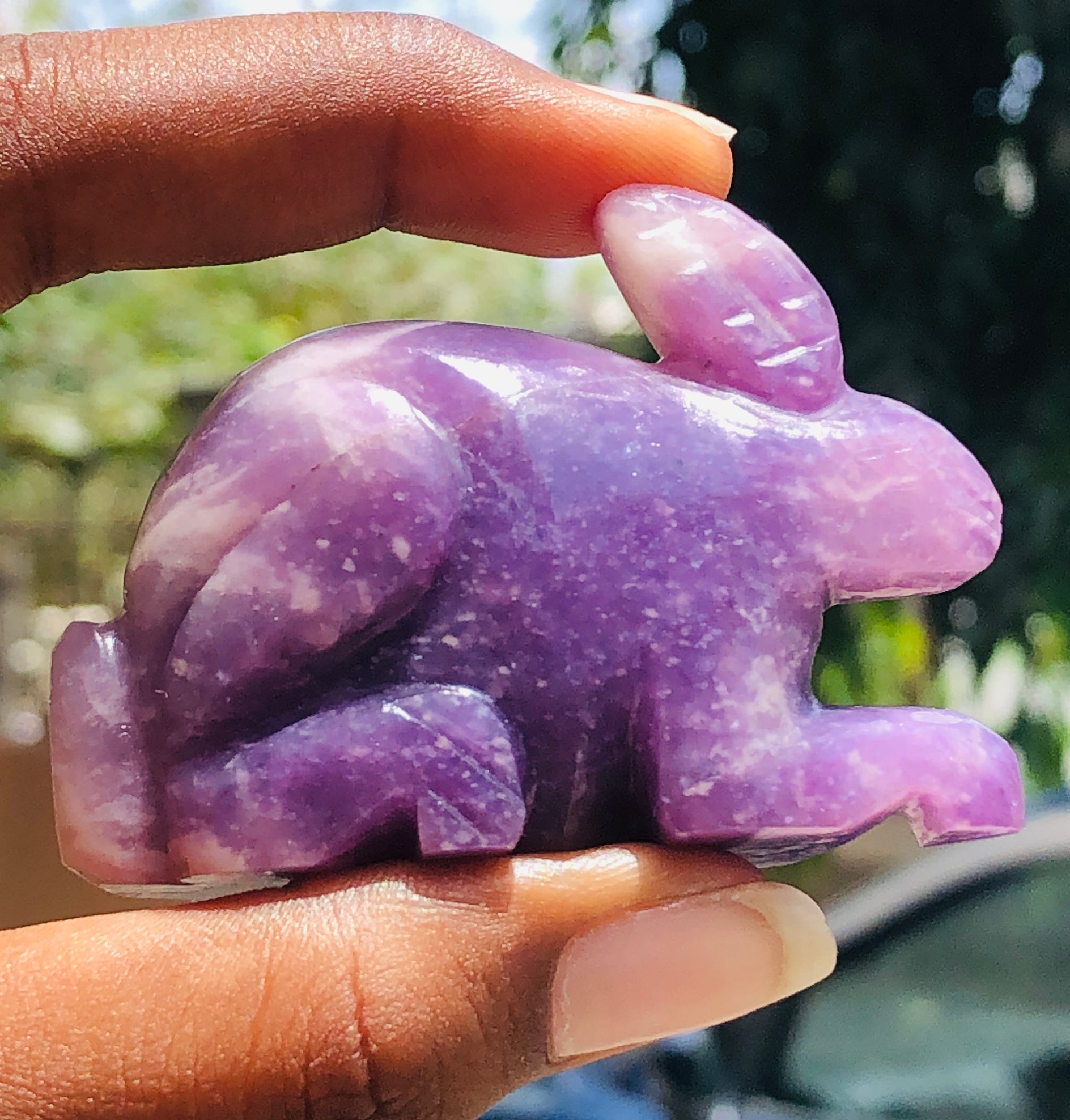Genuine 394.00 Cts Amazing Lepidolite Hand Carved Bunny 2026  Collection
