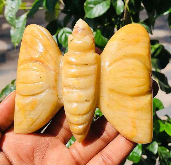 Beautiful 824.00 Cts Yellow Aventurine Carved Butterfly Gemstone 2026 Collection