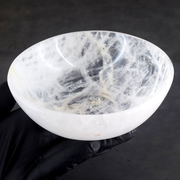 Massive 1060.00 Carats Genuine White Quartz Hand Carved Crystal Gemstone Carving Big Bowl