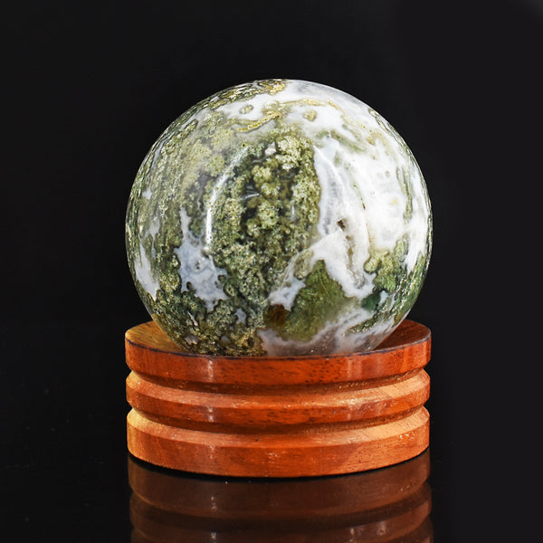 Natural  1068.00 Carats  Genuine  Moss Agate  Hand  Carved Crystal  Healing  Sphere