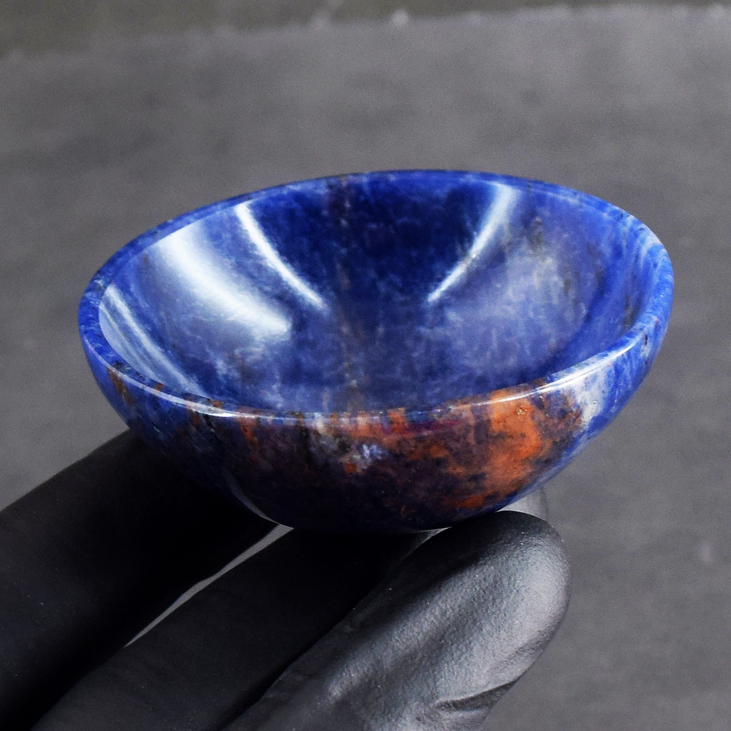 Awesome 141.00 Carats Genuine Blue Sodalite Hand Carved Crystal Gemstone Carving Bowl