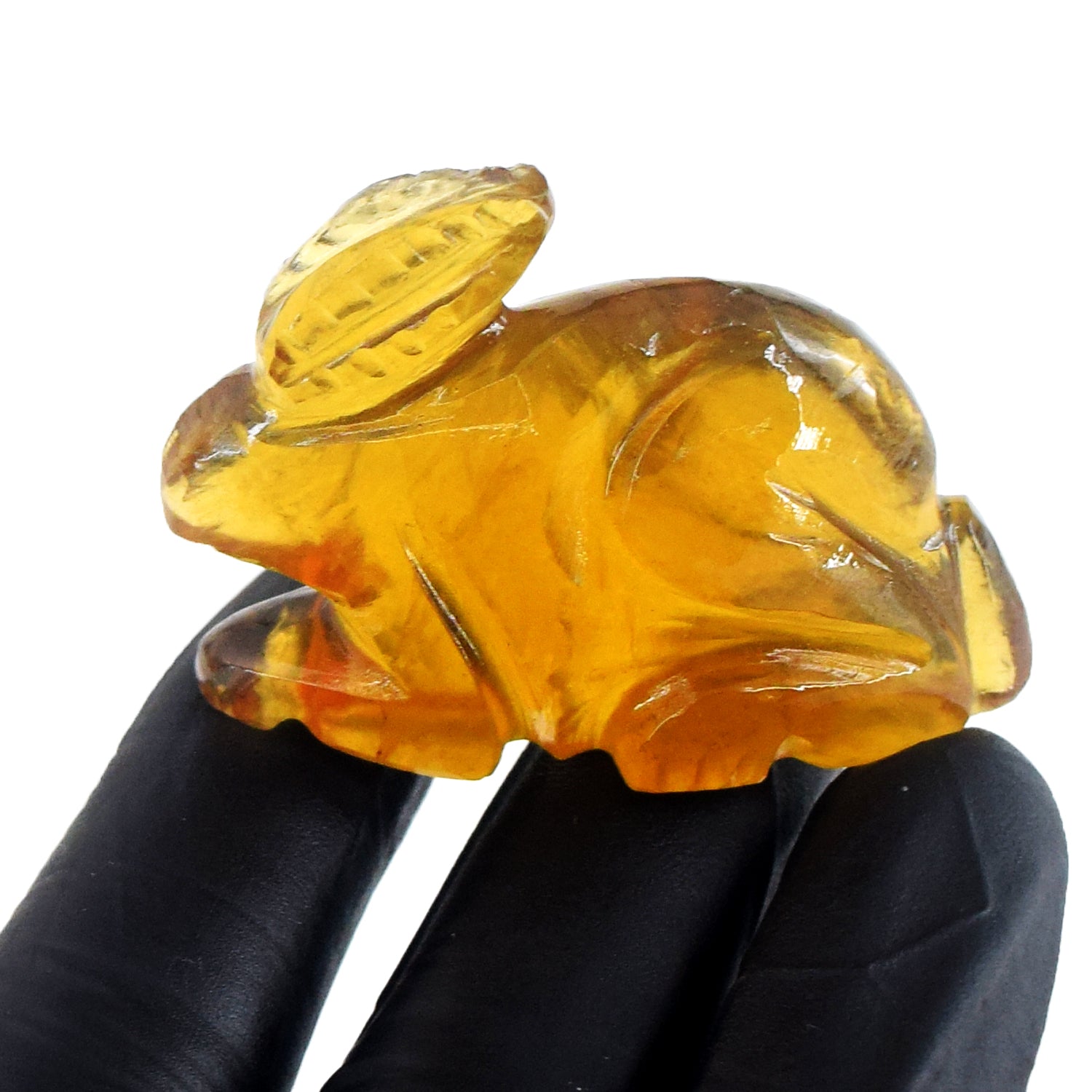 Natural 195.00 Cts Genuine Yellow Fluorite Carved Premium Crystal Bunny