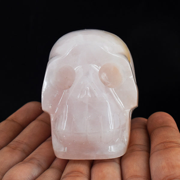 Genuine 1577.00 Cts Genuine Pink Rose Quartz  Hand Carved Crystal Gemstone Carving Skull