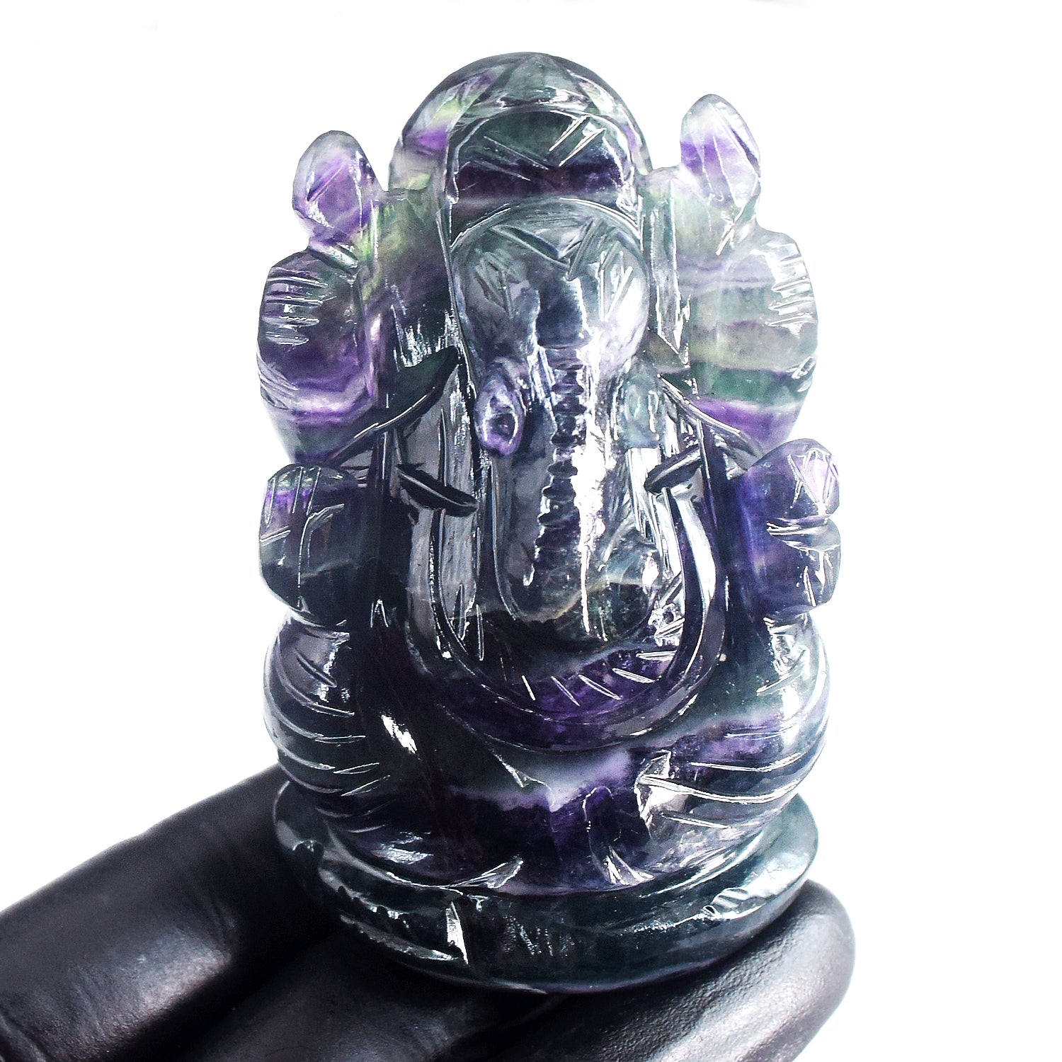 Awesome 1079.00 Cts Genuine Purple Fluorite Hand Carved Lord Ganesha Premium Crystal