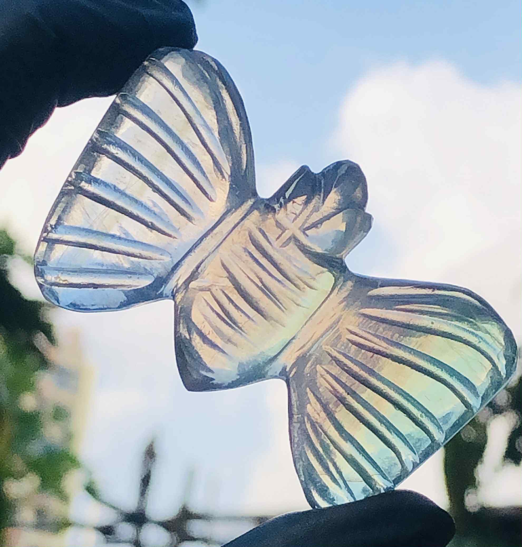 Amazing 189.00 Cts Genuine Multicolor Fluorite Crystal Carved Premium Butterfly
