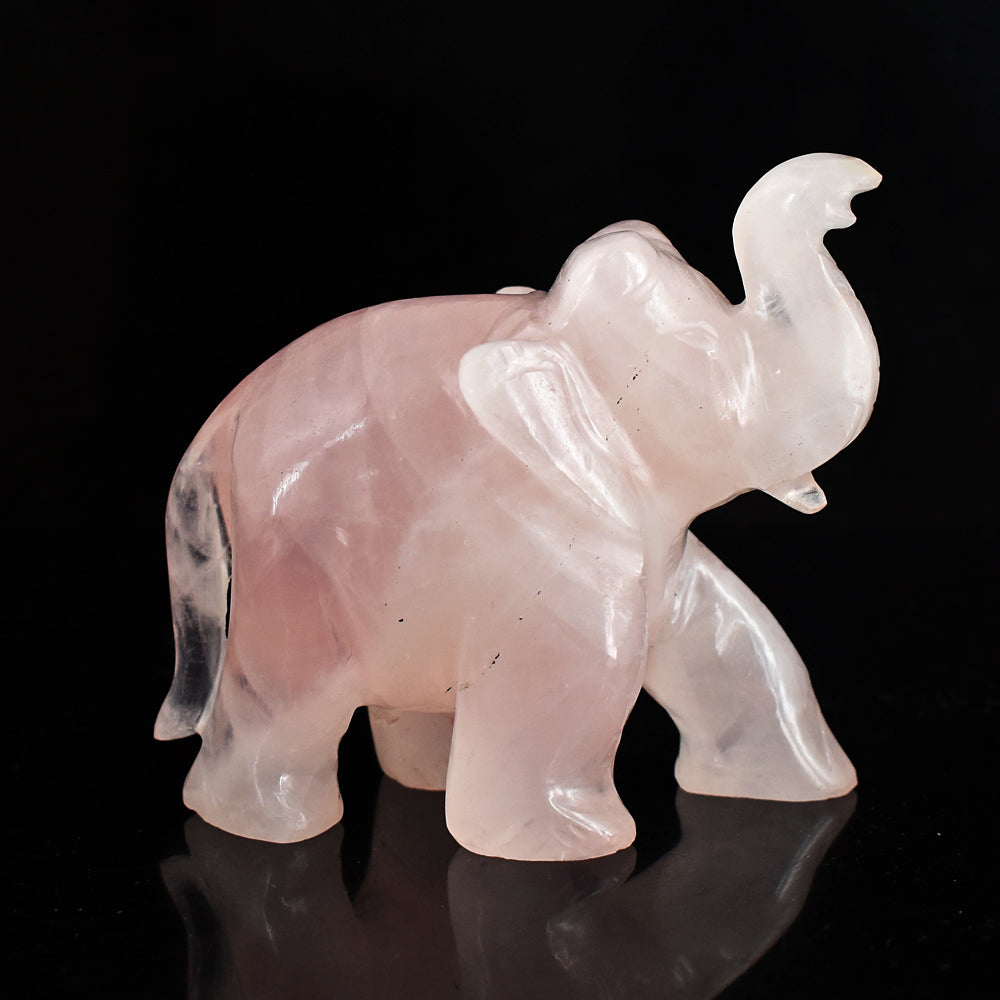 Natural 1365.00 Cts Genuine Rose Quartz Hand Carved Crystal Gemstone Carving Elephant