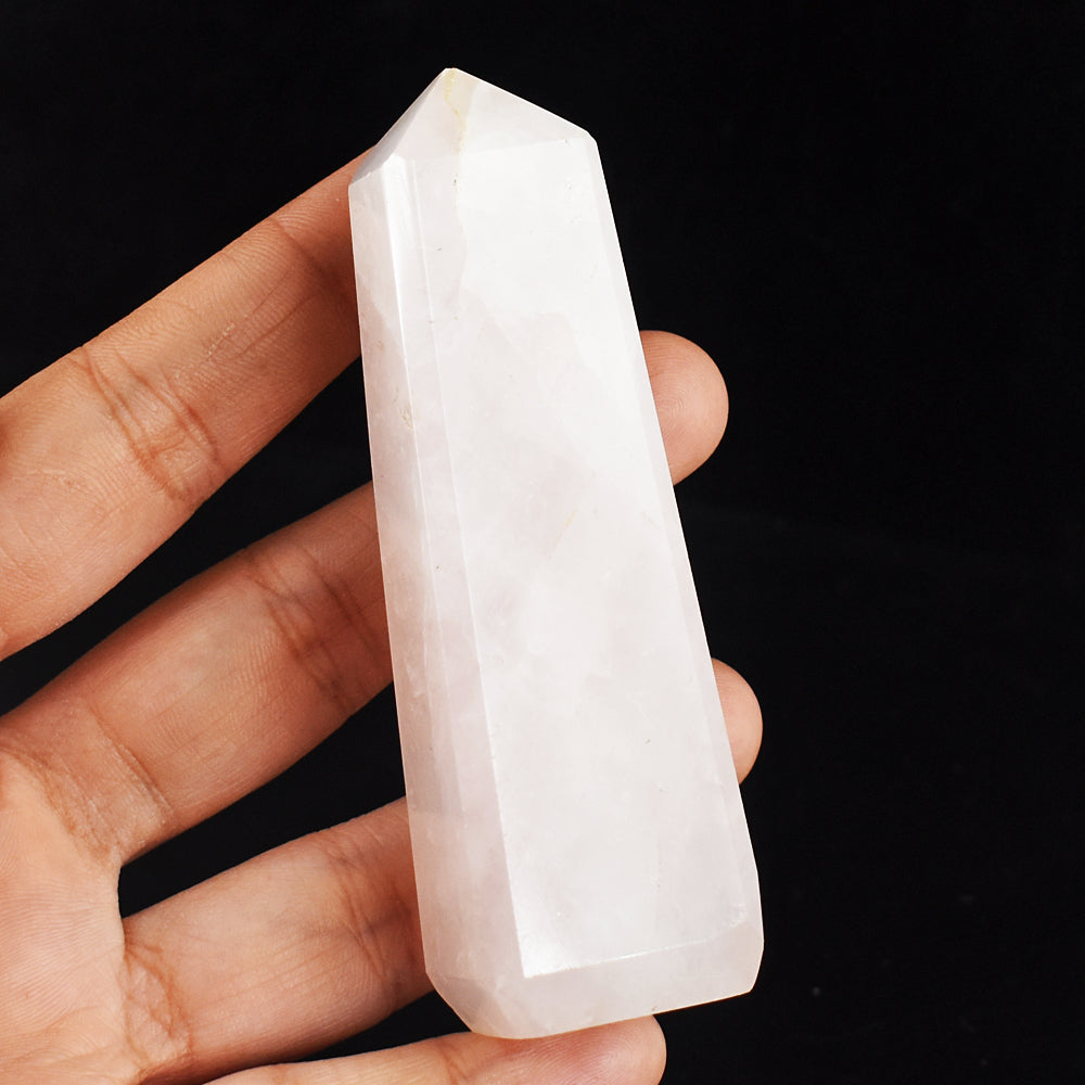 Natural 579.00 Cts Genuine Pink Rose Quartz Hand Carved Healing Gemstone Crystal Tower