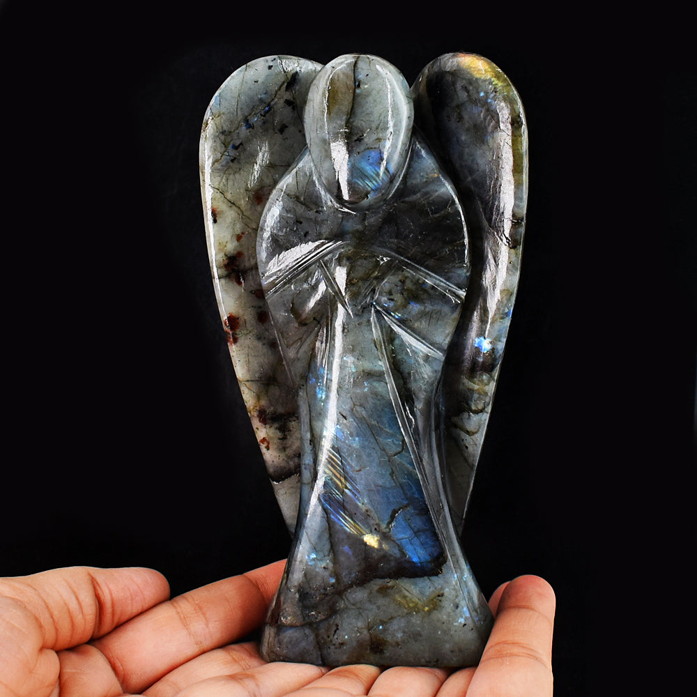 Blue Flash Labradorite 3613.00 Cts Genuine Hand Carved Healing Praying Gemstone Angel