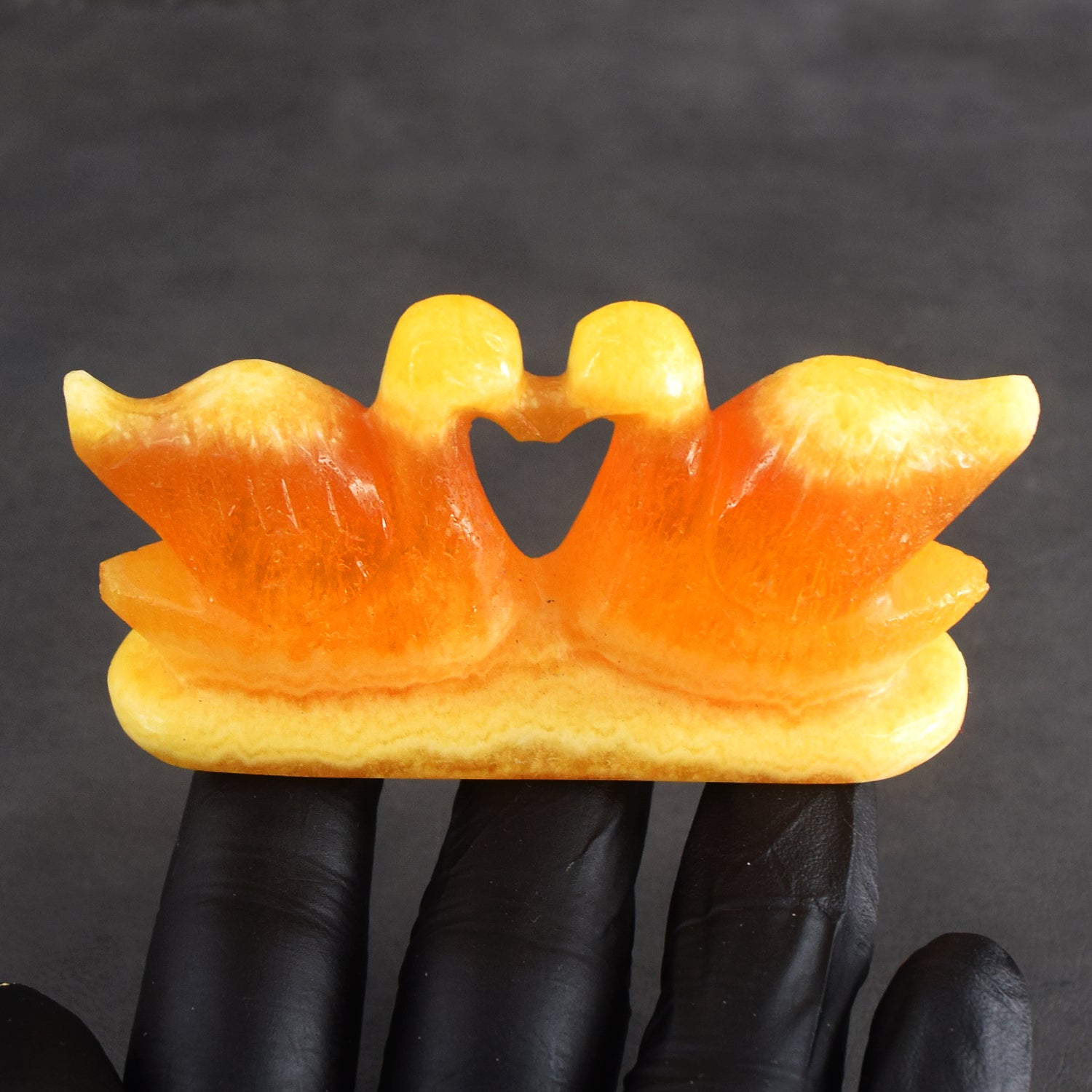 Awesome 526.00 Cts Genuine Yellow Rhodochrosite Hand Carved premium Love Swan Pair
