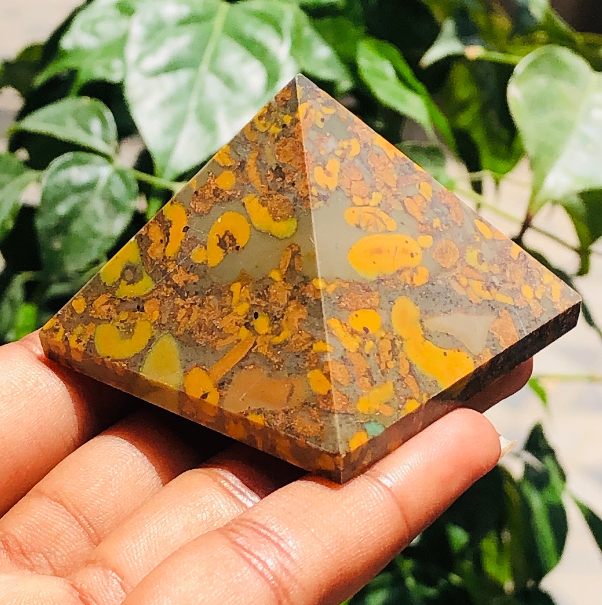 Finest Quality 443.00 Cts Genuine Fruit Jasper Crystal Specimen Divine Pyramid