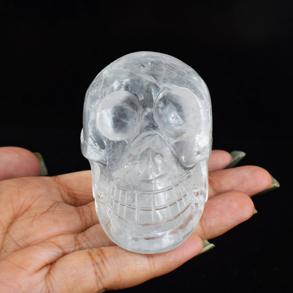 Craftsmen 889.00 Cts Genuine  White Quartz  Hand Carved  Crystal  Skull Gemstone Carving