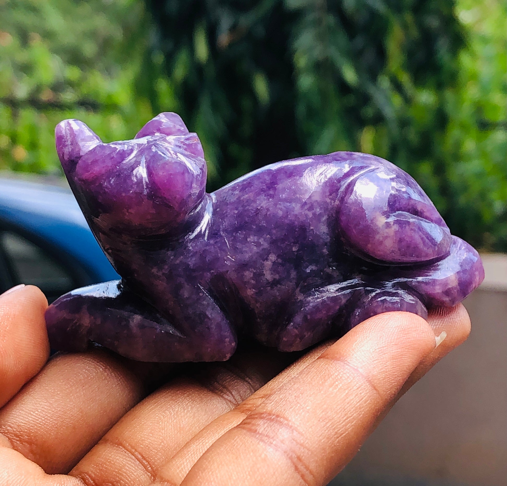 Exclusive 456.00 Cts Genuine Lepidolite Hand Carved Genuine Crystal Gemstone Carving Cat 2026  Collection