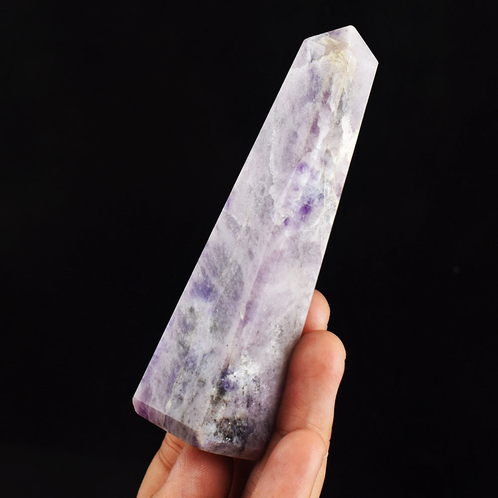 Exclusive 460.00 Carats  Genuine Lepidolite  Hand Carved  Crystal Gemstone Healing Tower