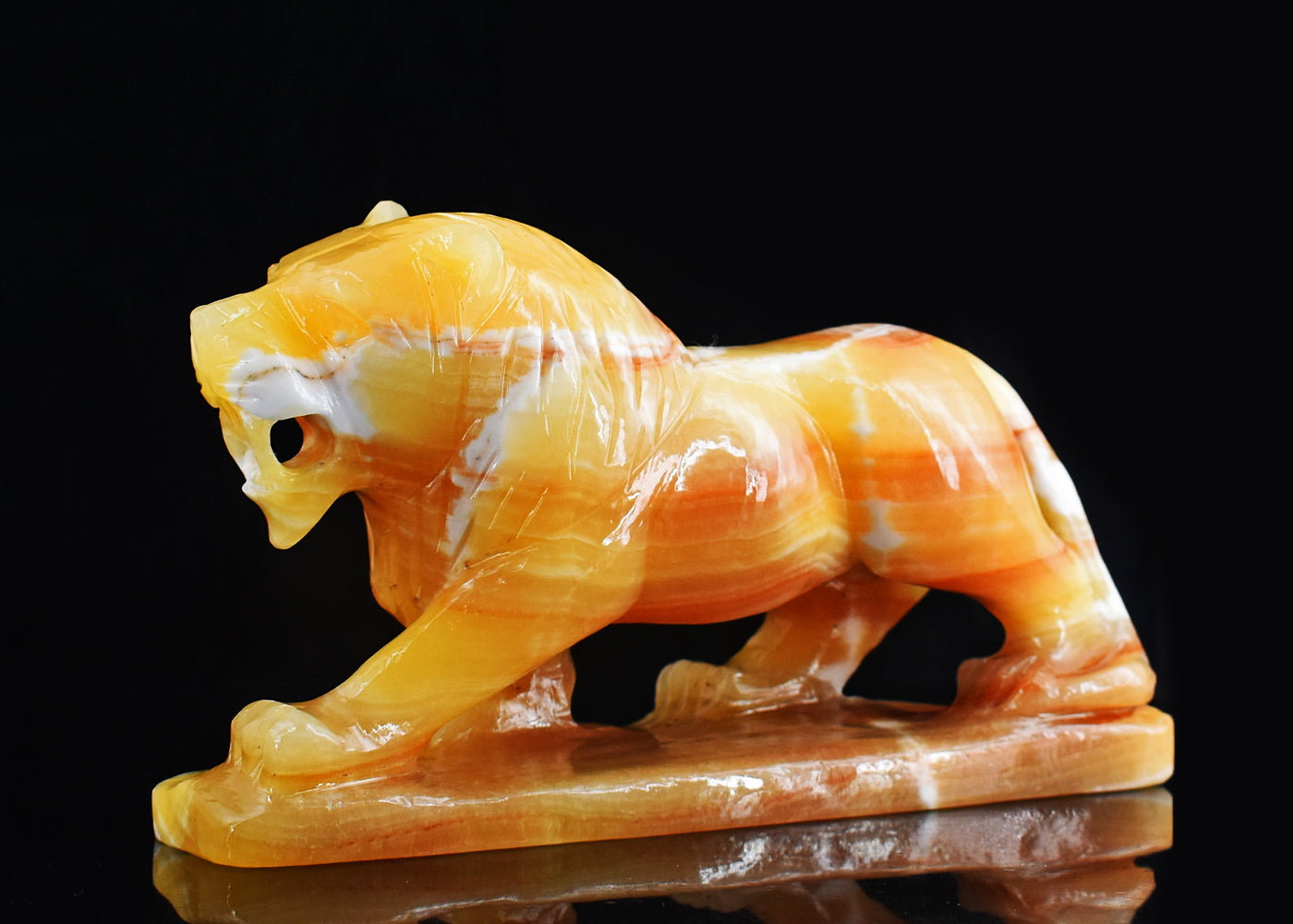 Gorgeous 5506.00 Cts Genuine Yellow Rhodochrosite Hand Carved Crystal Gemstone Carving Lion