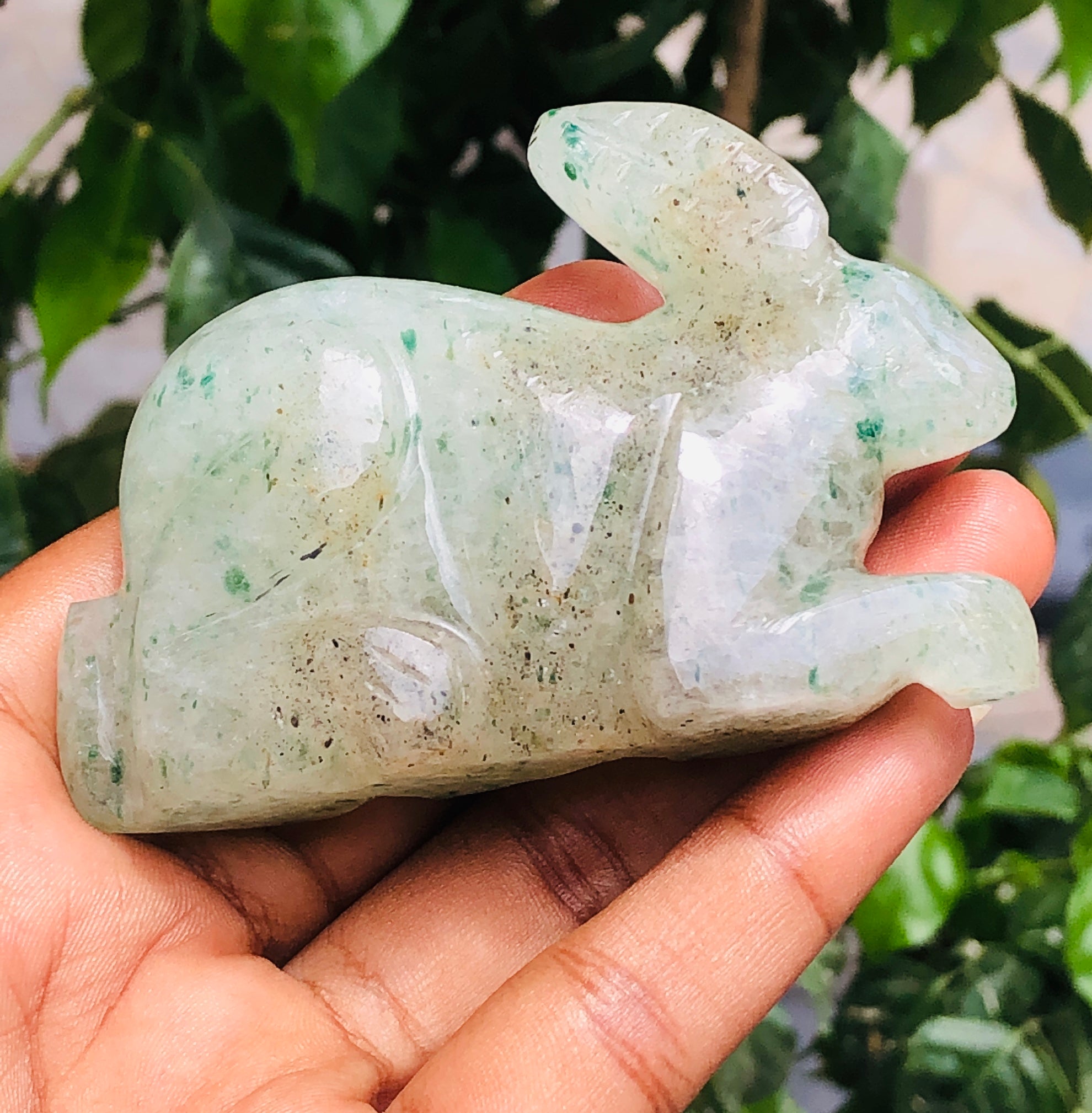 Beautiful 620.00 Carats Genuine Green Aventurine  Hand Carved  Gemstone  Bunny Carving 2026  Collection