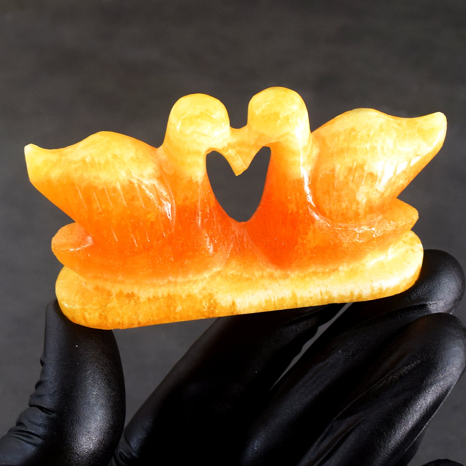 Gorgeous 486.00 Cts Genuine Aventurine Love Carved Premium Swan Pair