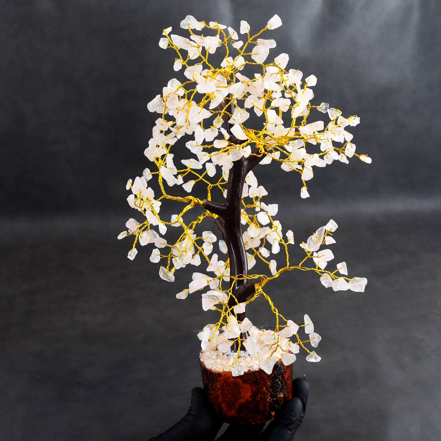 Excellent 9 Inches 1213.00 Cts Genuine Rose Quartz Crystal Gemstone Tree