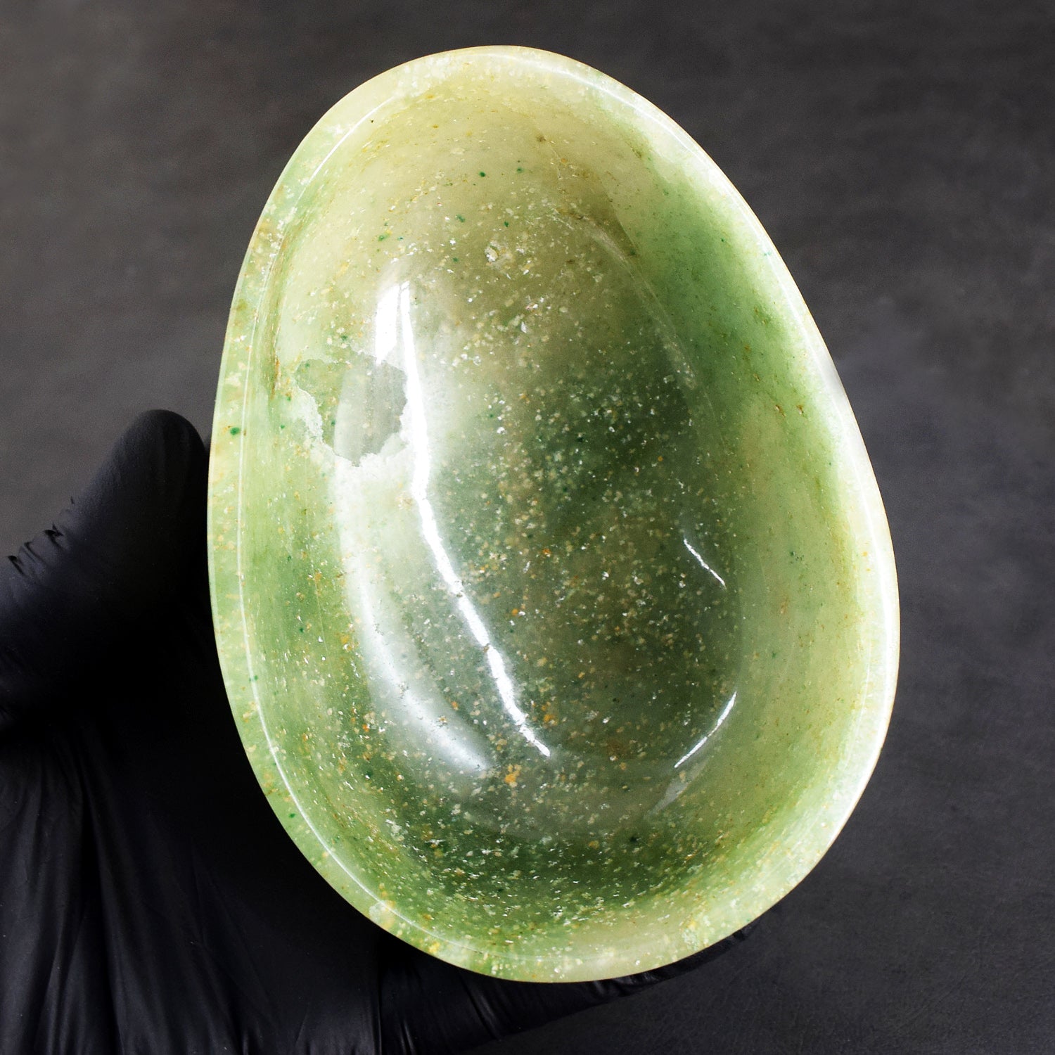 Flawless 1072.00 Carats Genuine Green Aventurine Hand Carved Crystal Gemstone Carving Big Bowl
