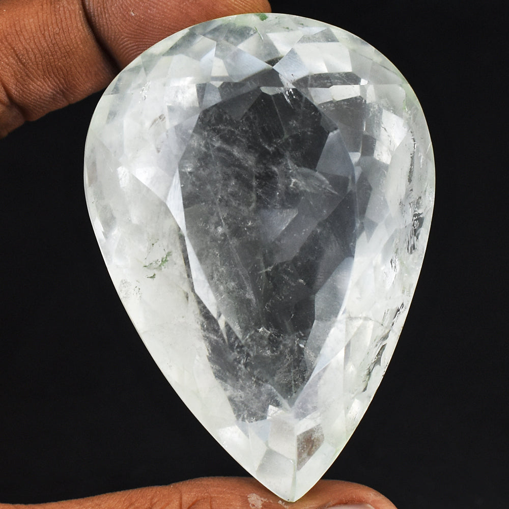 Exclusive 520.00 Carats  Genuine  White Quartz  Crystal  Hand  Carved  Faceted Gemstone Cabochon