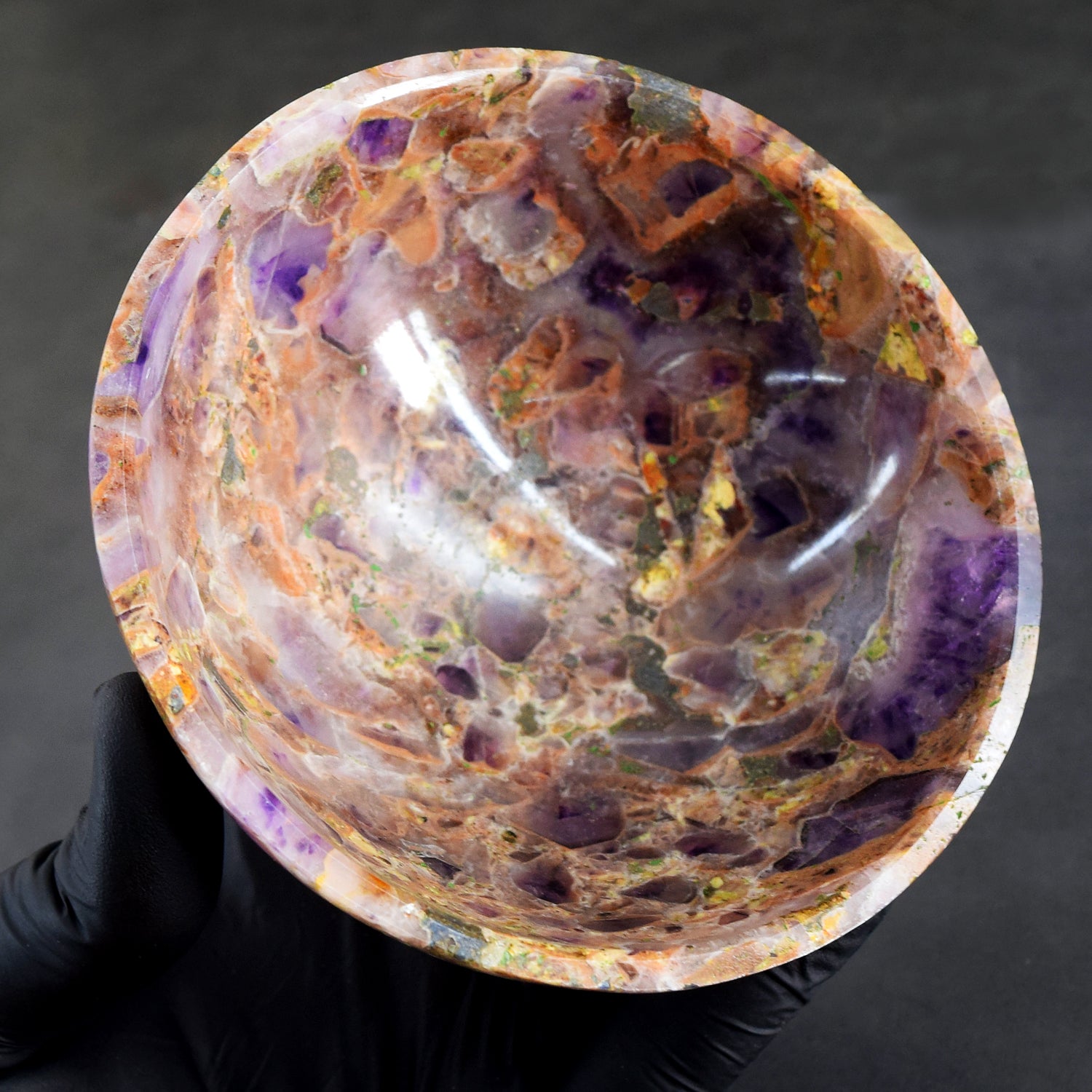 Untreated 951.00 Carats Genuine Chevron Amethyst Hand Carved Crystal Gemstone Carving Big Bowl