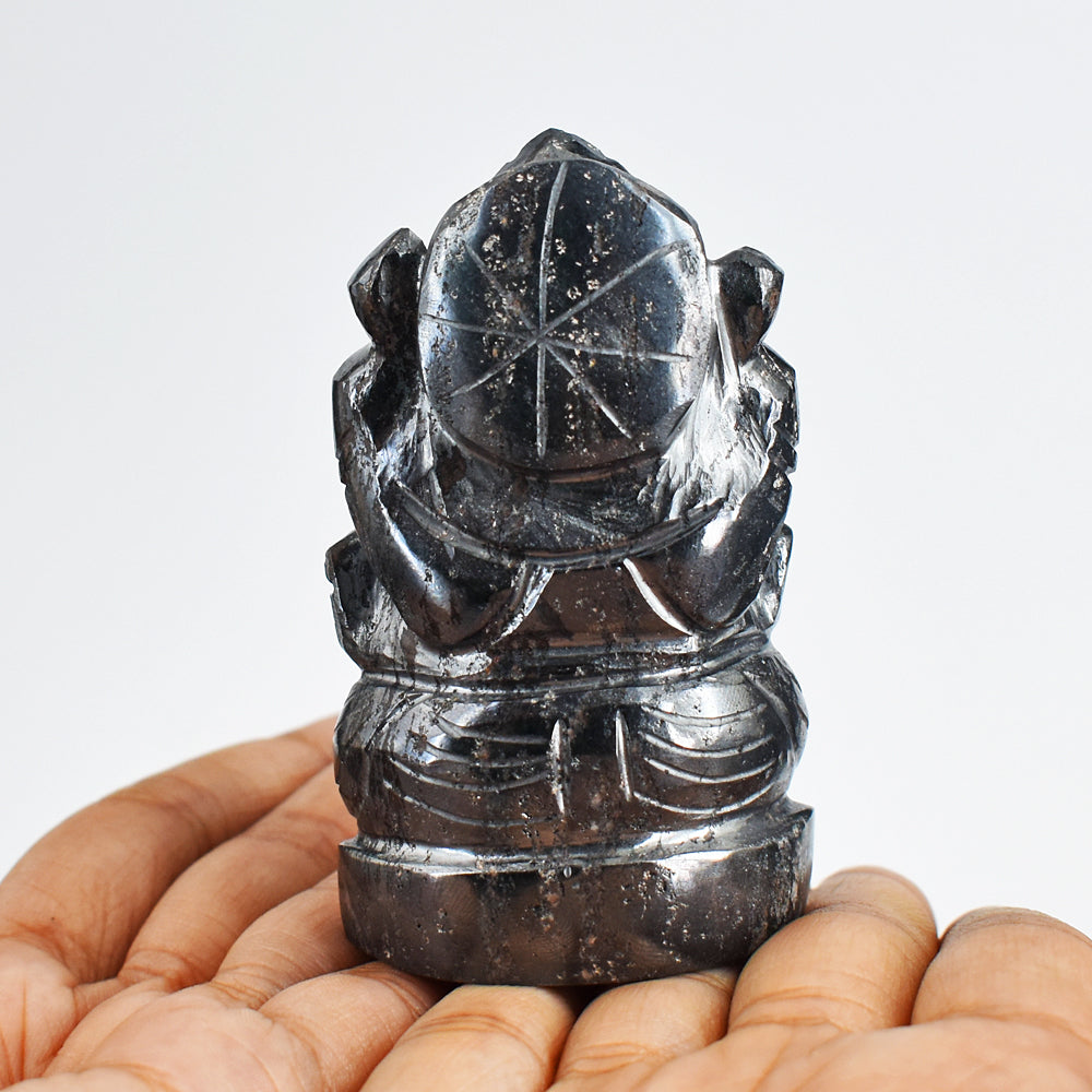 Artisian 1195.00 Cts Genuine Hematite Hand Carved Crystal Gemstone Carving Lord Ganesha