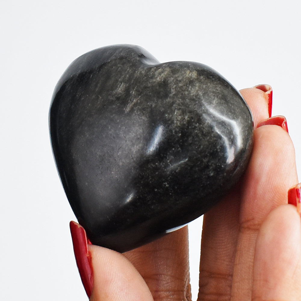 309.00 Carats  Genuine  Obsidian  Hand  Carved  Healing Heart Gemstone Cabochon