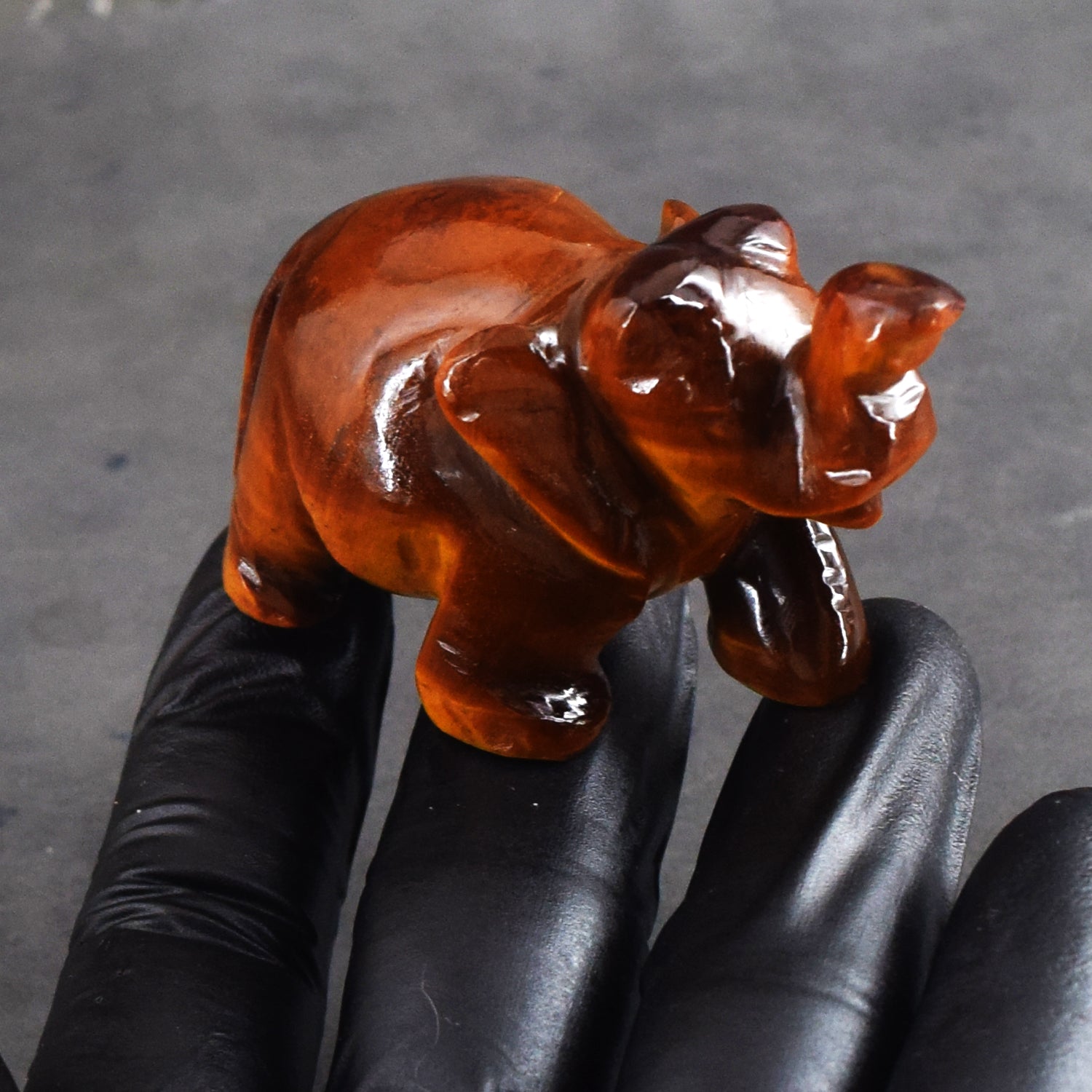 Amazing 372.00 Cts Genuine Golden Tiger Eye Carved Crystal Premium Elephant
