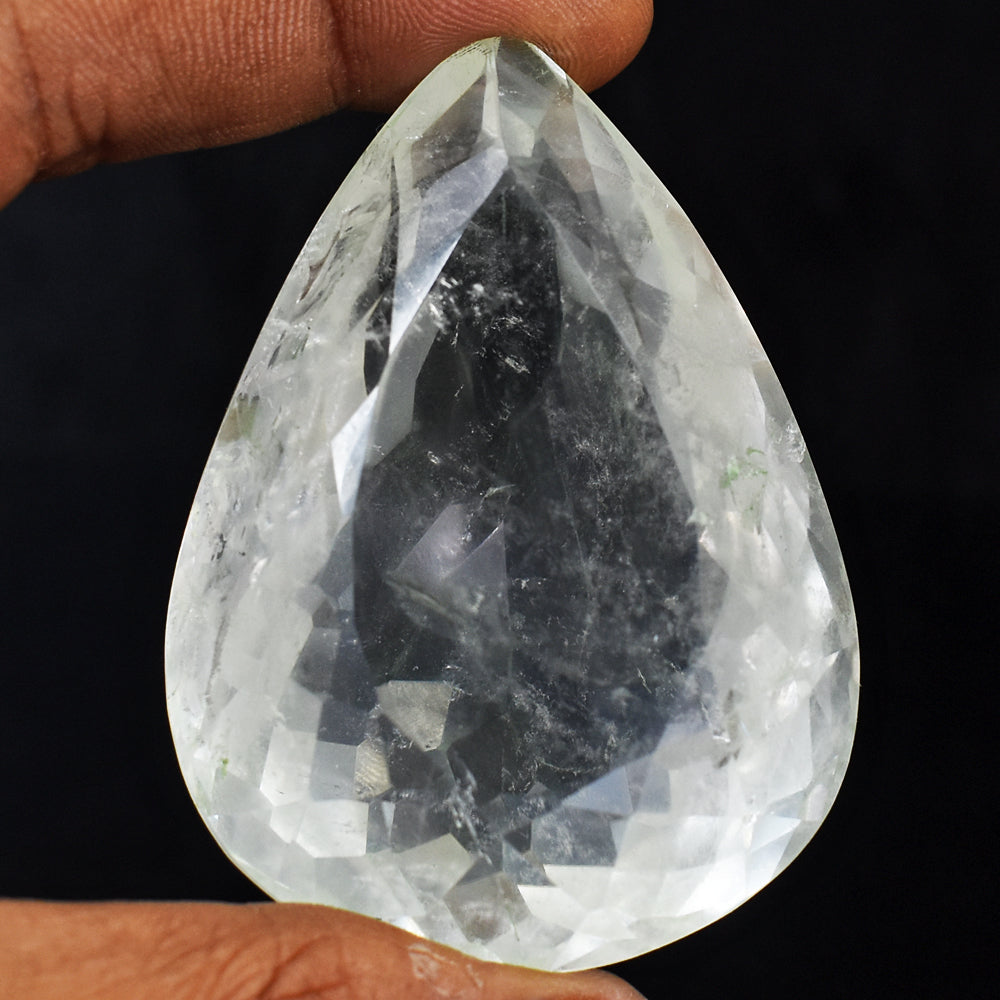 Exclusive 520.00 Carats  Genuine  White Quartz  Crystal  Hand  Carved  Faceted Gemstone Cabochon