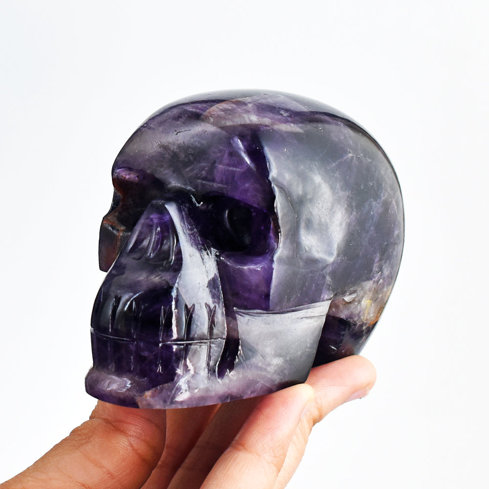 Amazing  2184.00 Carats  Genuine Amethyst Hand Carved Crystal Skull  Gemstone  Carving