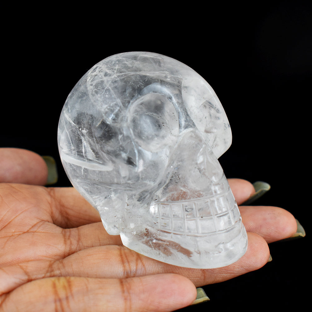 Craftsmen 889.00 Cts Genuine  White Quartz  Hand Carved  Crystal  Skull Gemstone Carving