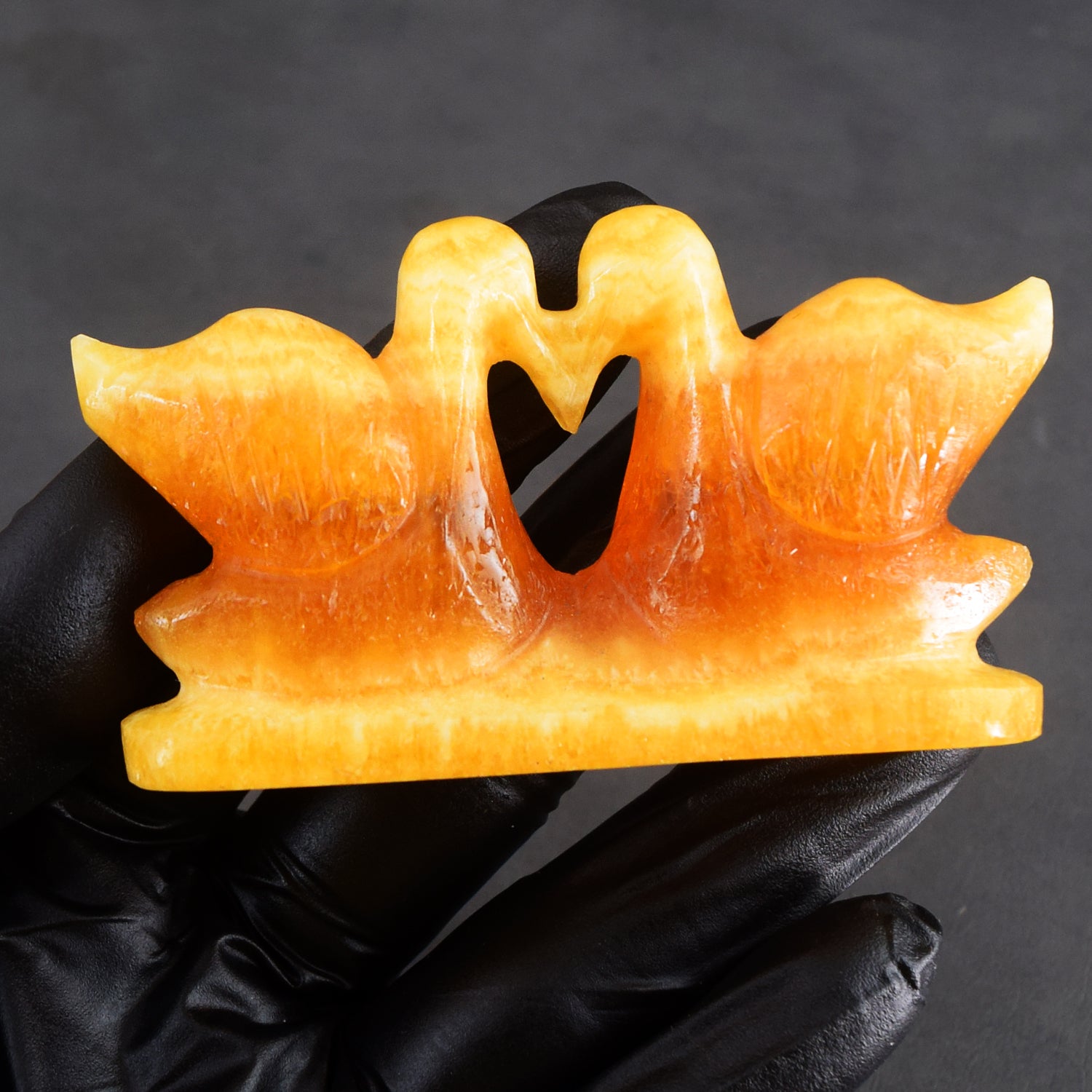 Gorgeous 486.00 Cts Genuine Aventurine Love Carved Premium Swan Pair