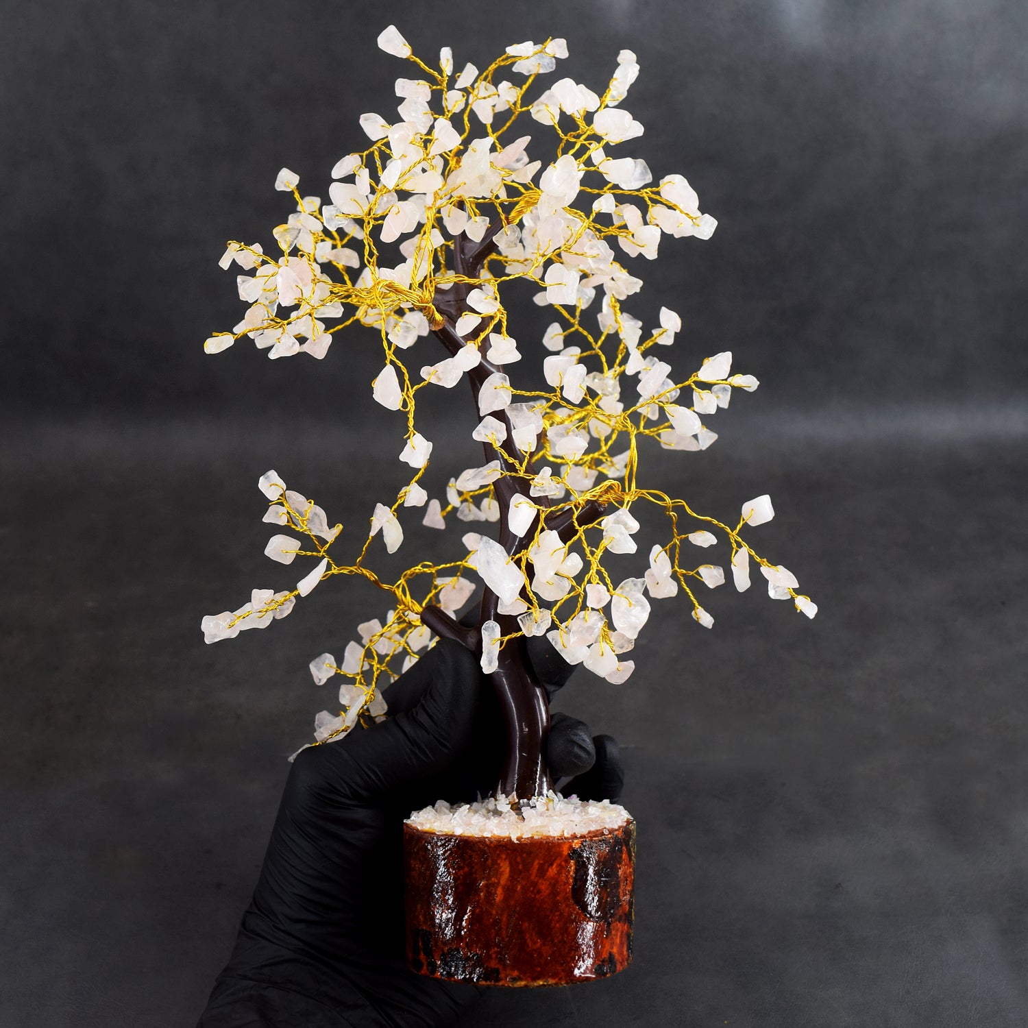 Excellent 9 Inches 1213.00 Cts Genuine Rose Quartz Crystal Gemstone Tree