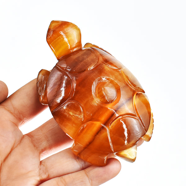 Awesome 1014.00 Carats Genuine Multicolor Fluorite Hand Carved Crystal  Gemstone Turtle Carving
