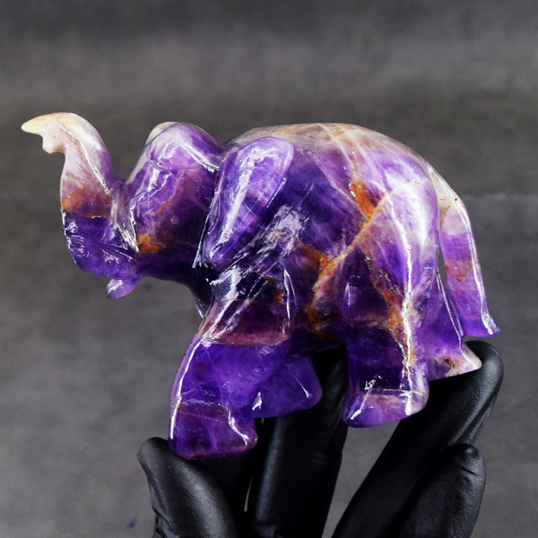 Beautiful 1353.00 Cts Genuine Amethyst Crystal Carved Premium Elephant