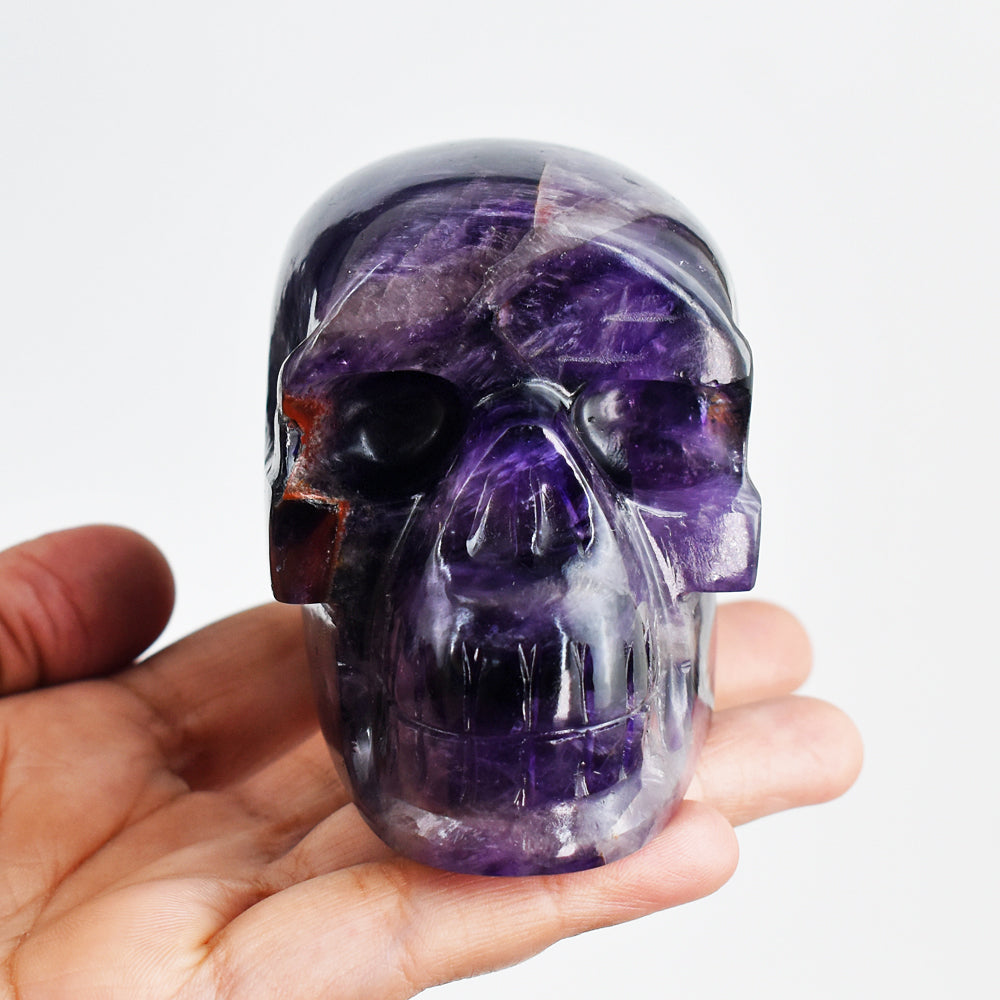 Amazing  2184.00 Carats  Genuine Amethyst Hand Carved Crystal Skull  Gemstone  Carving