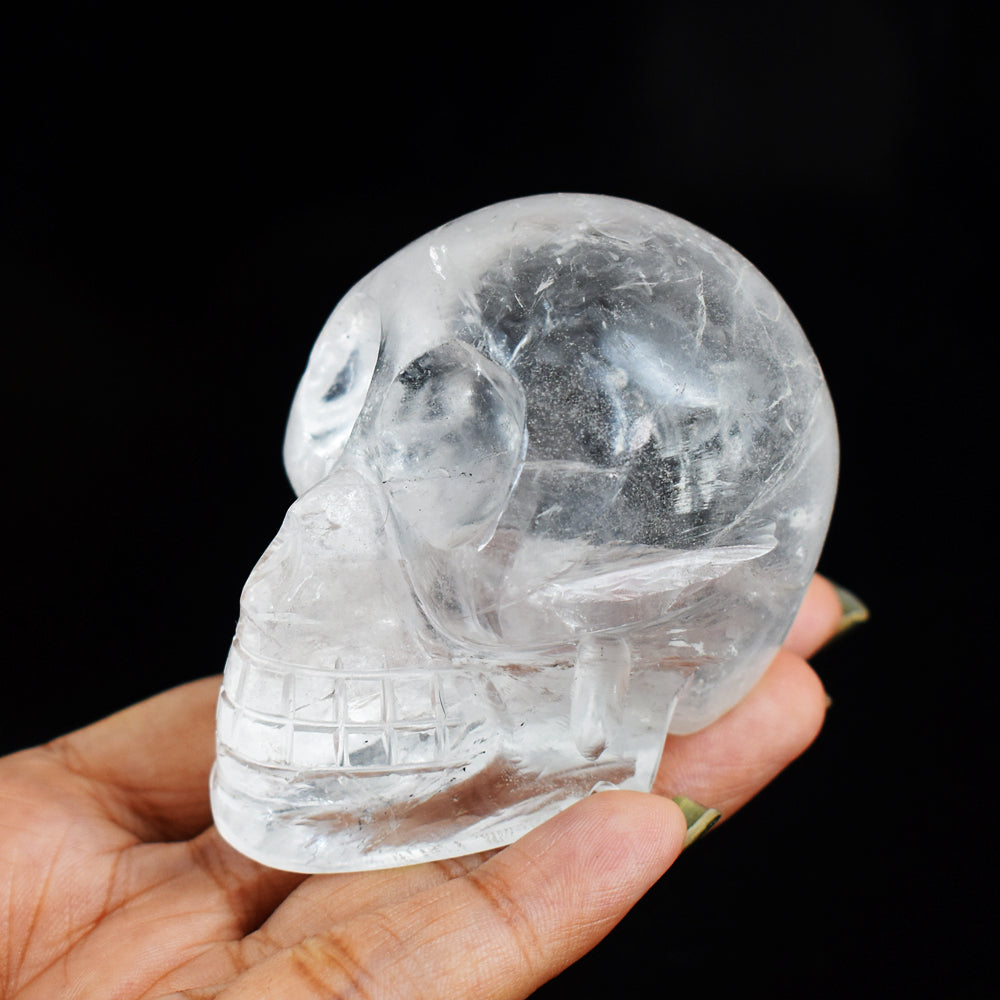 Craftsmen 889.00 Cts Genuine  White Quartz  Hand Carved  Crystal  Skull Gemstone Carving