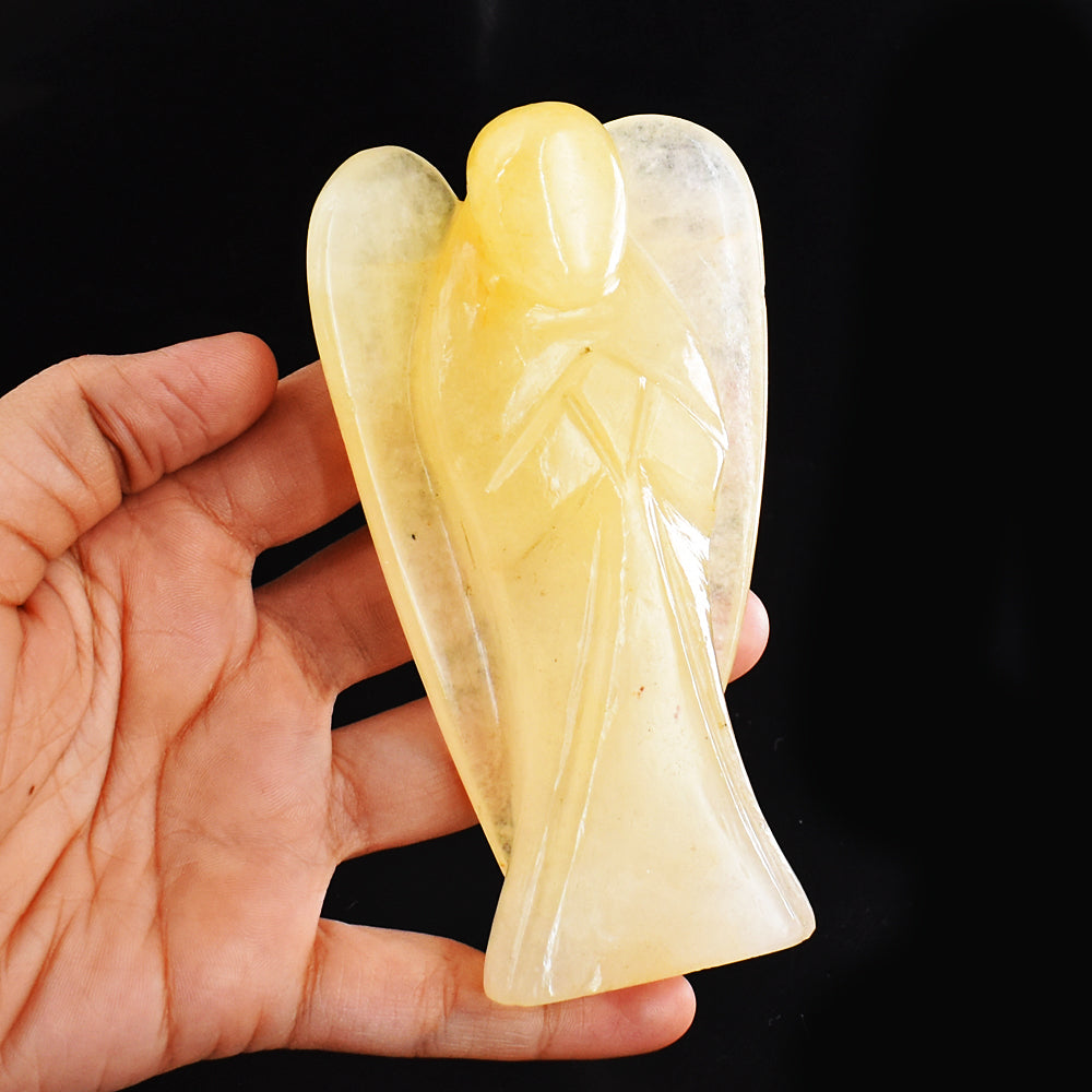 Exclusive  1449.00  Cts Genuine Aventurine Hand Carved Healing Gemstone Praying Angel